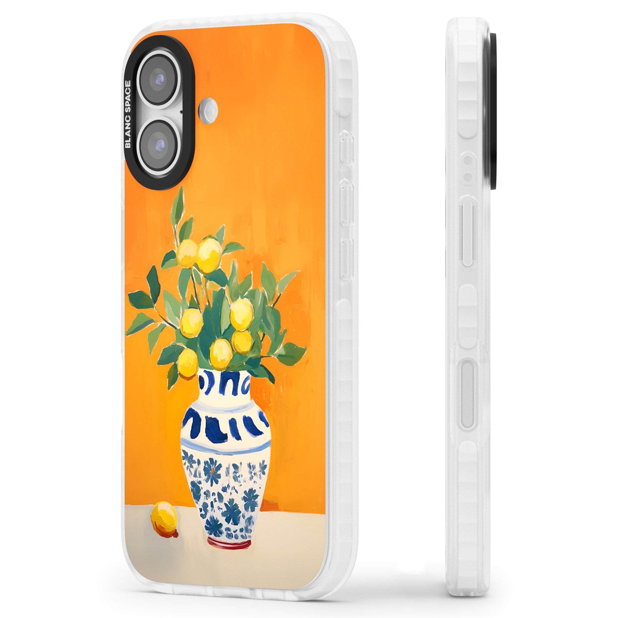 Lemon Vase iPhone 17 Impact Pro Clear Phone Case Side Profile