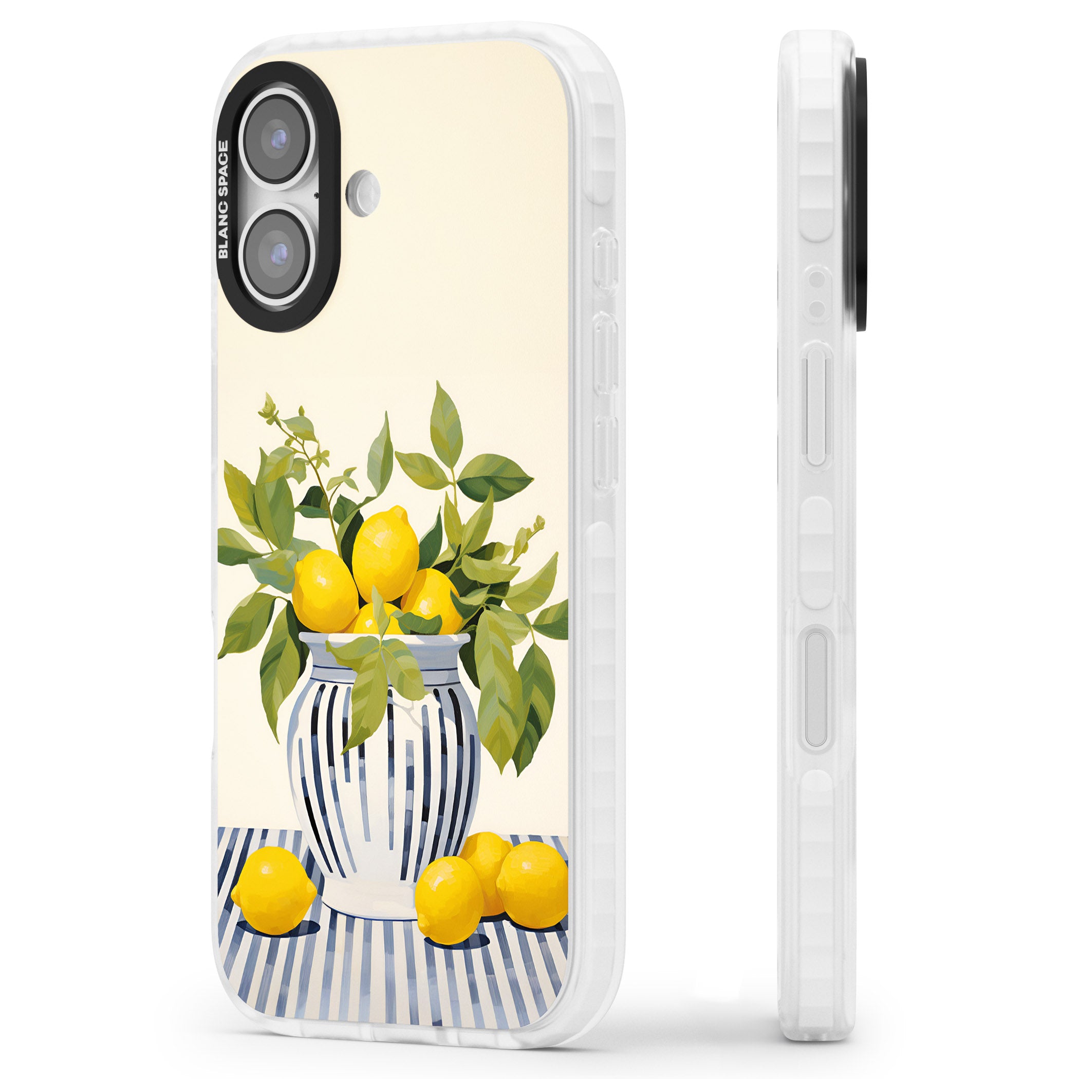 Lemon Plant Vase iPhone 17 Impact Pro Clear Phone Case Side Profile