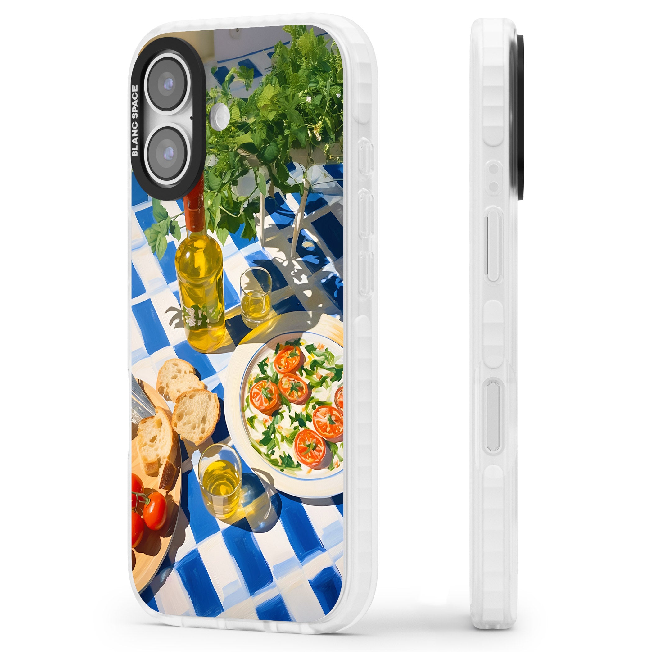 Caprese Salad iPhone 17 Impact Pro Clear Phone Case Side Profile