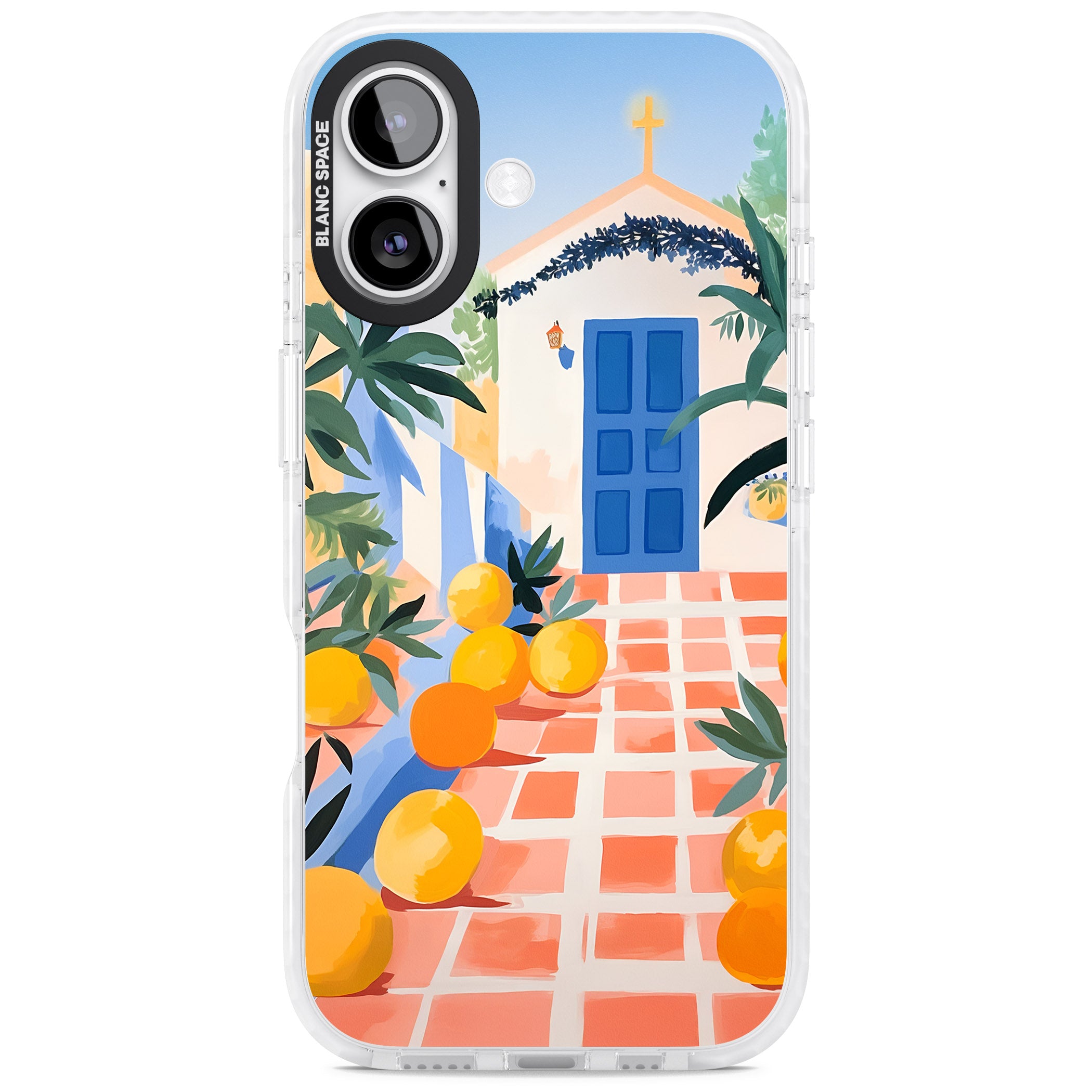 Greek Courtyard iPhone 17 Impact Pro Clear Phone Case