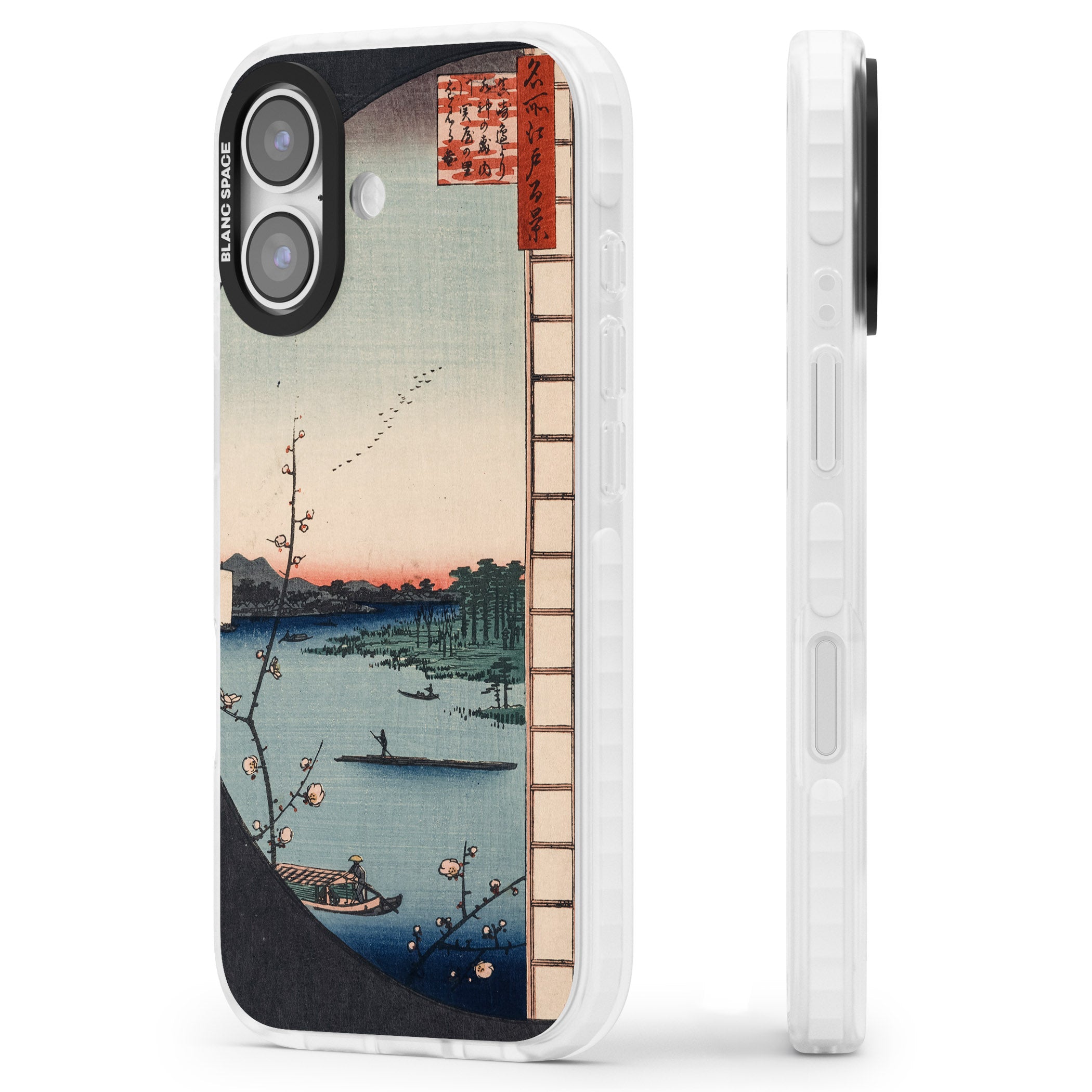 Vintage Japanese Illustrations Lake At Sunset iPhone 17 Impact Pro Clear Phone Case Side Profile