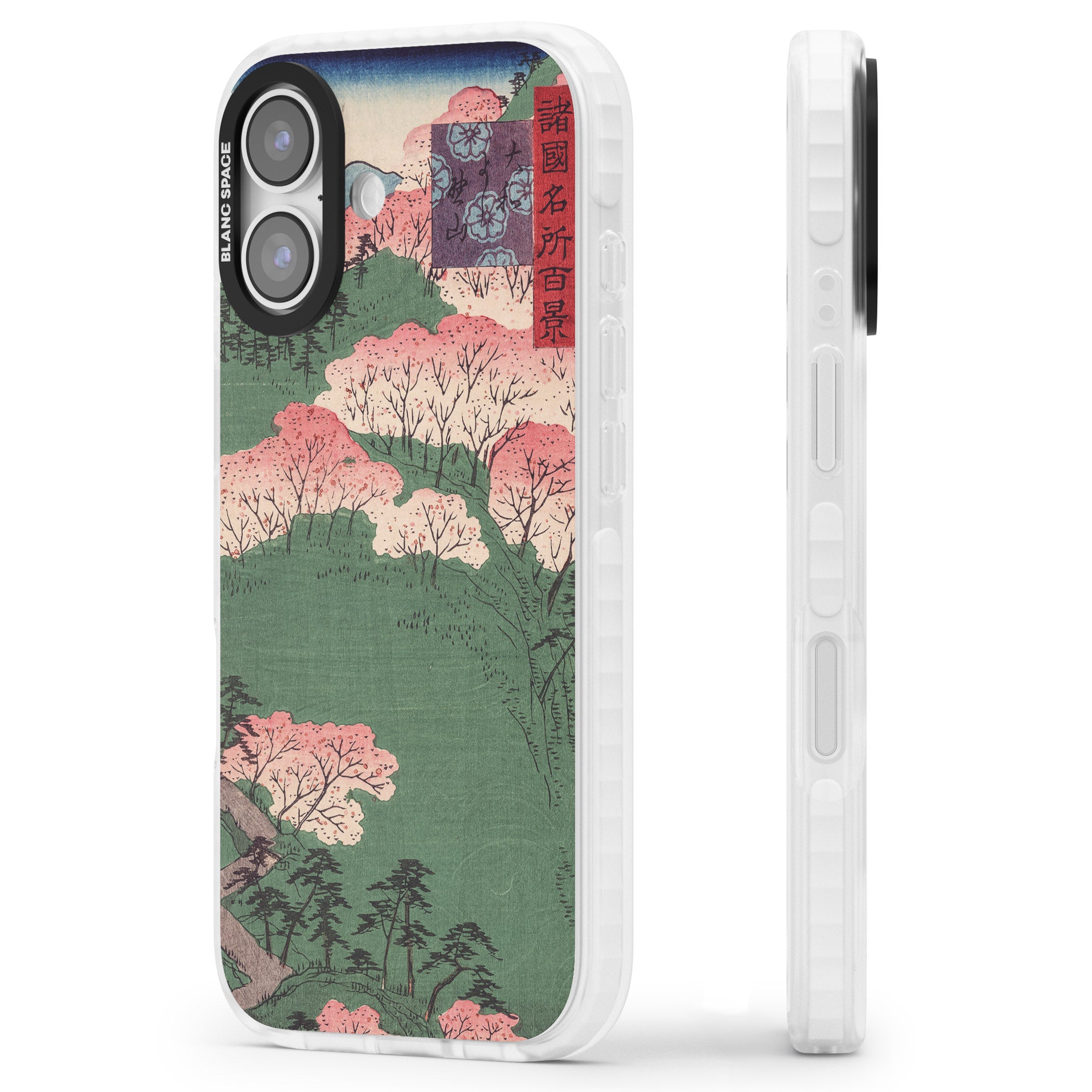 Japanese Illustration Cherry Blossom Forest iPhone 17 Impact Pro Clear Phone Case Side Profile