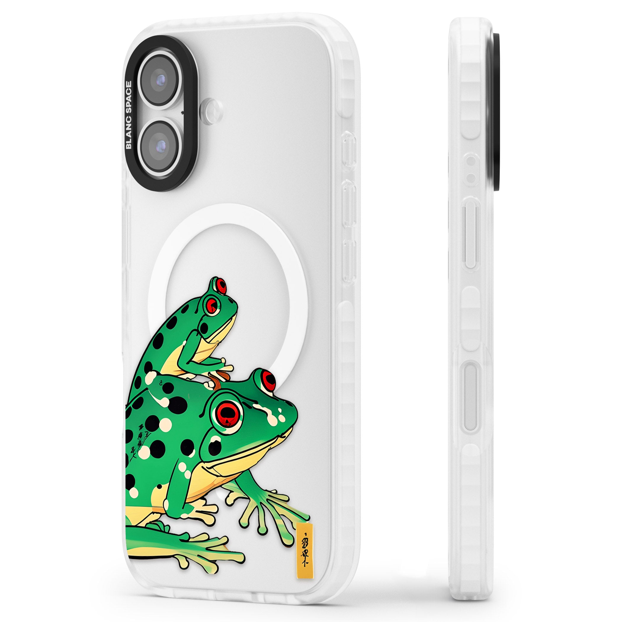 Matsumoto Hoji Frog Green iPhone 17 Impact Pro Clear Phone Case Side Profile
