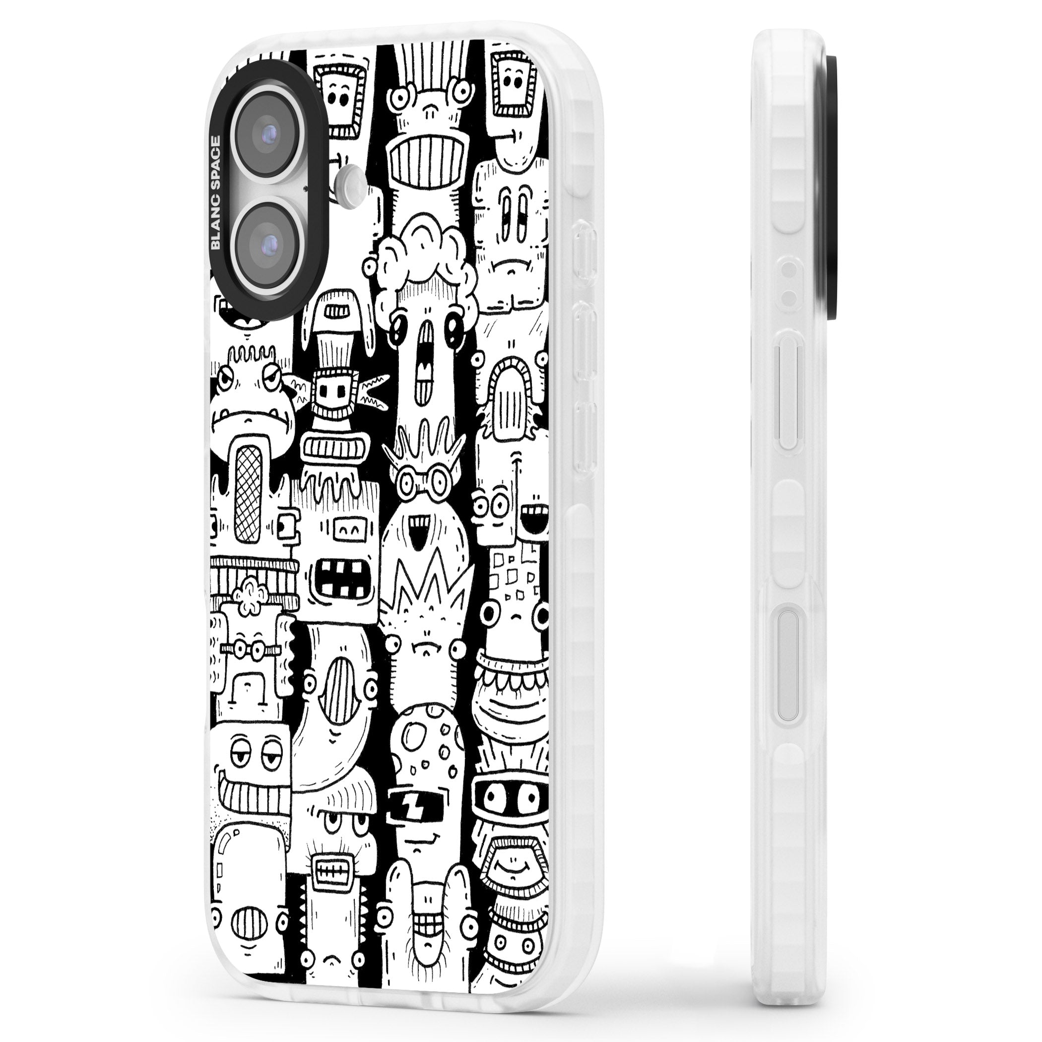 Monochrome Heads iPhone 17 Impact Pro Clear Phone Case Side Profile