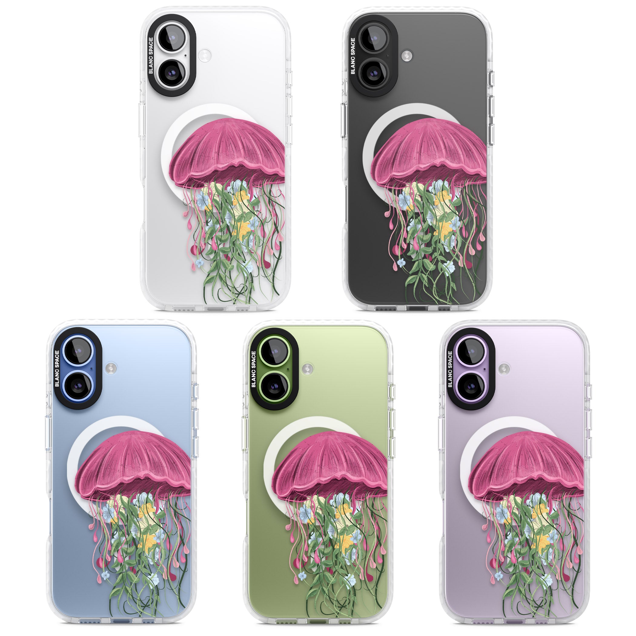 Botanical Jellyfish iPhone 17 Impact Pro Clear Phone Case APT Impact Protection