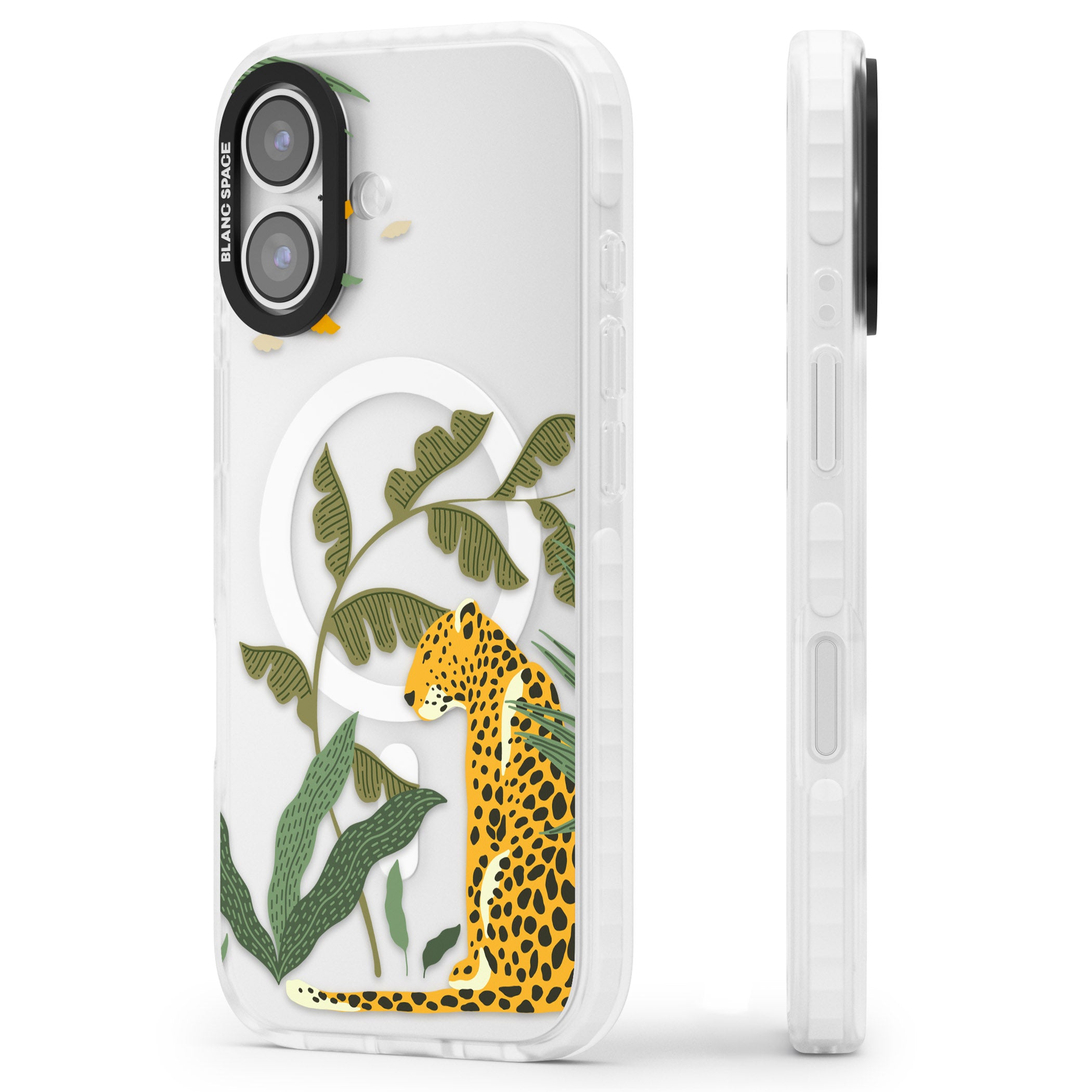 Large Jungle Cat Pattern iPhone 17 Impact Pro Clear Phone Case Side Profile