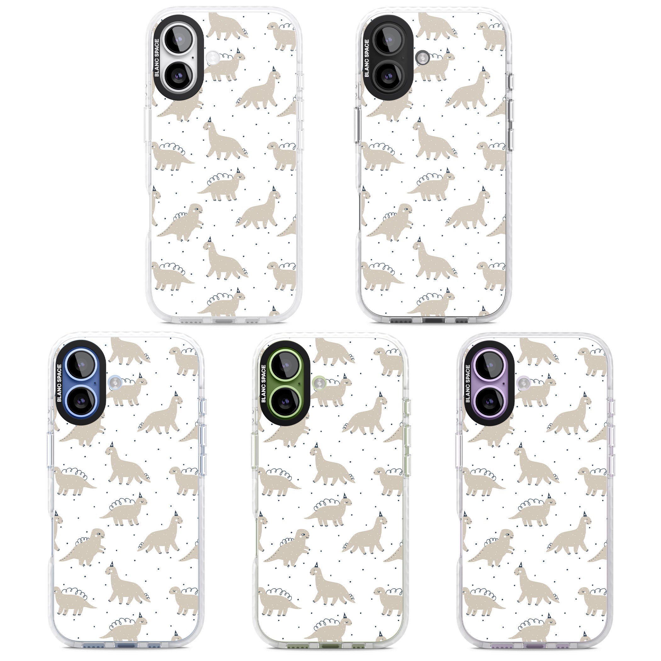 Party Dino Pattern iPhone 17 Impact Pro Clear Phone Case APT Impact Protection