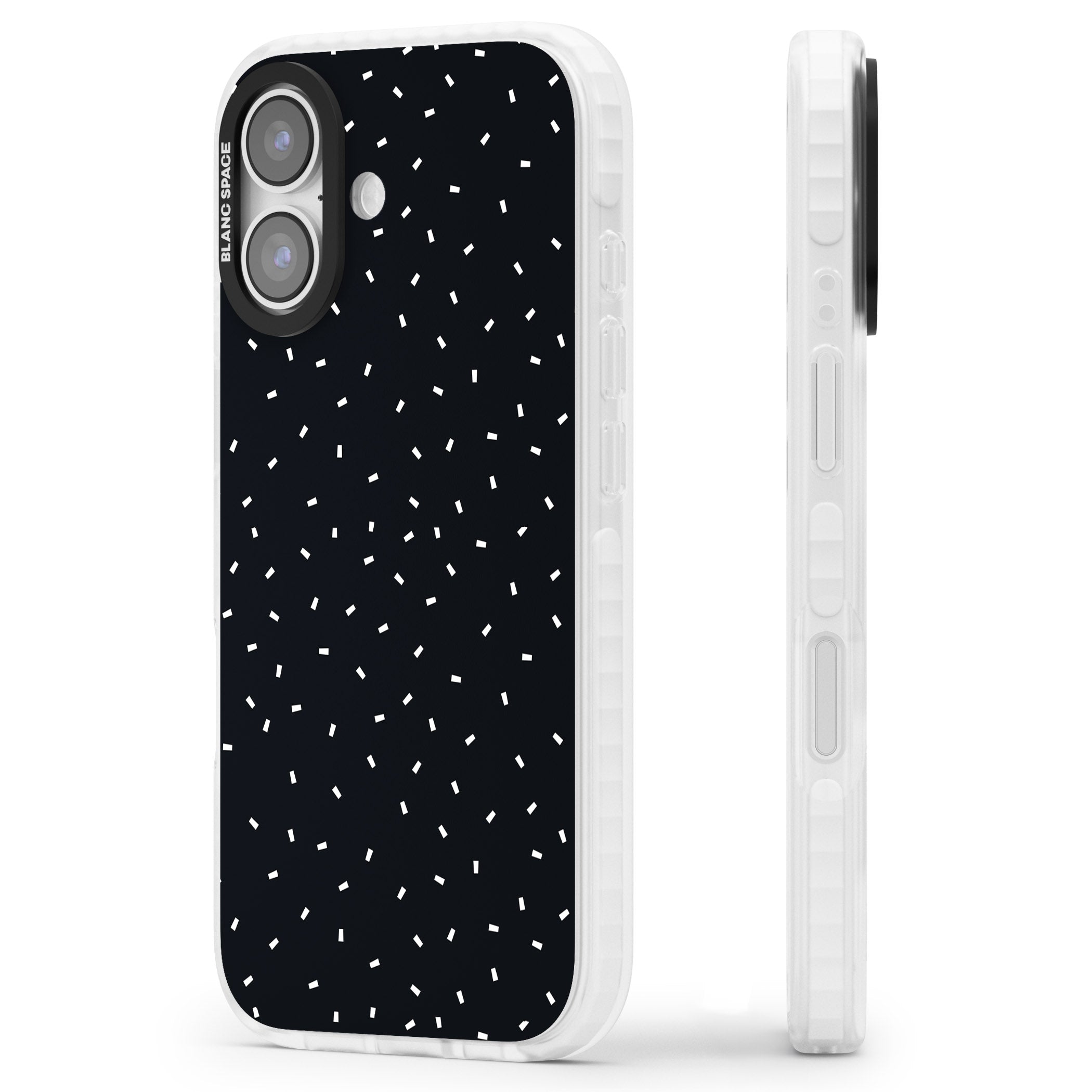 Confetti (Black) iPhone 17 Impact Pro Clear Phone Case Side Profile