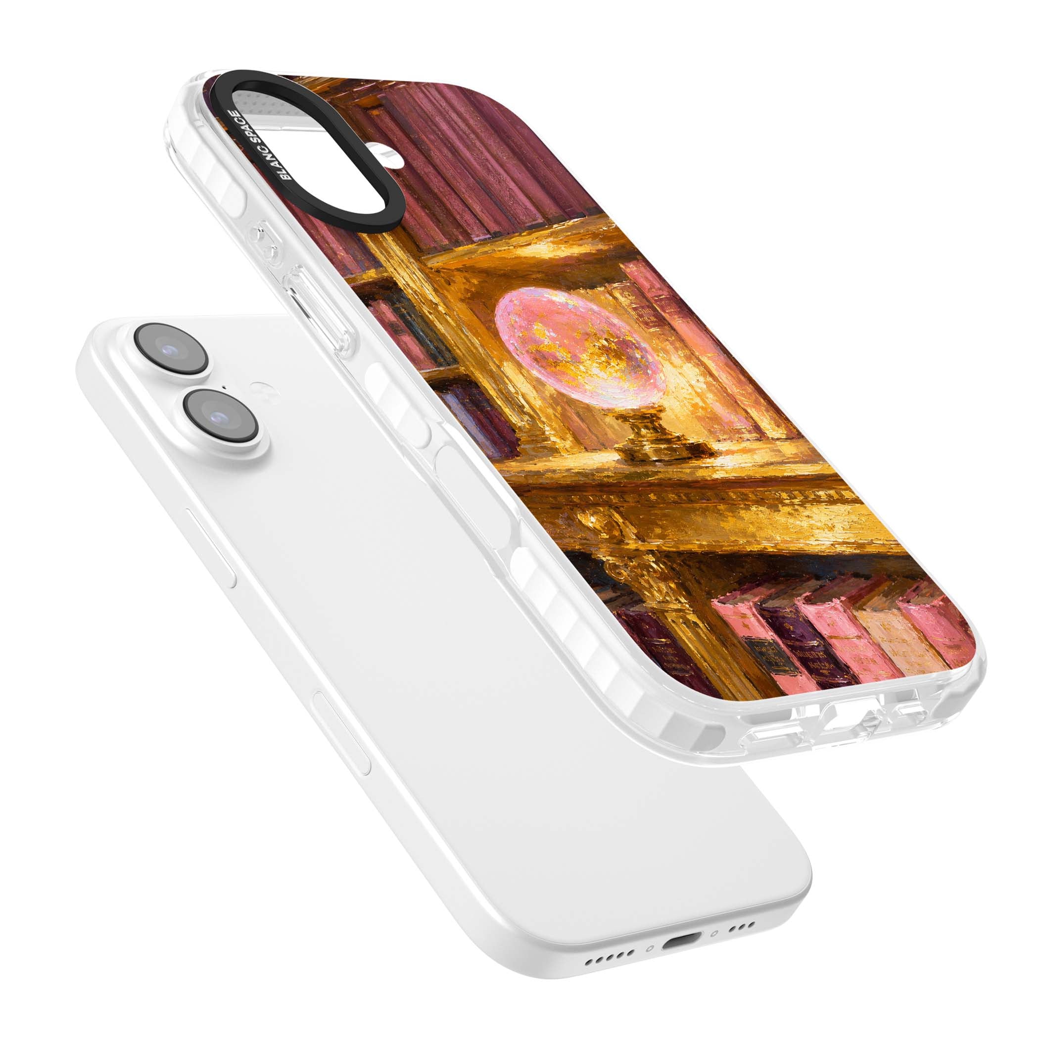 Gilded Library dark academia iPhone case featuring an oil painted crystal ball on a gilded library shelf with vintage | Impact Magsafe case for iPhone 17