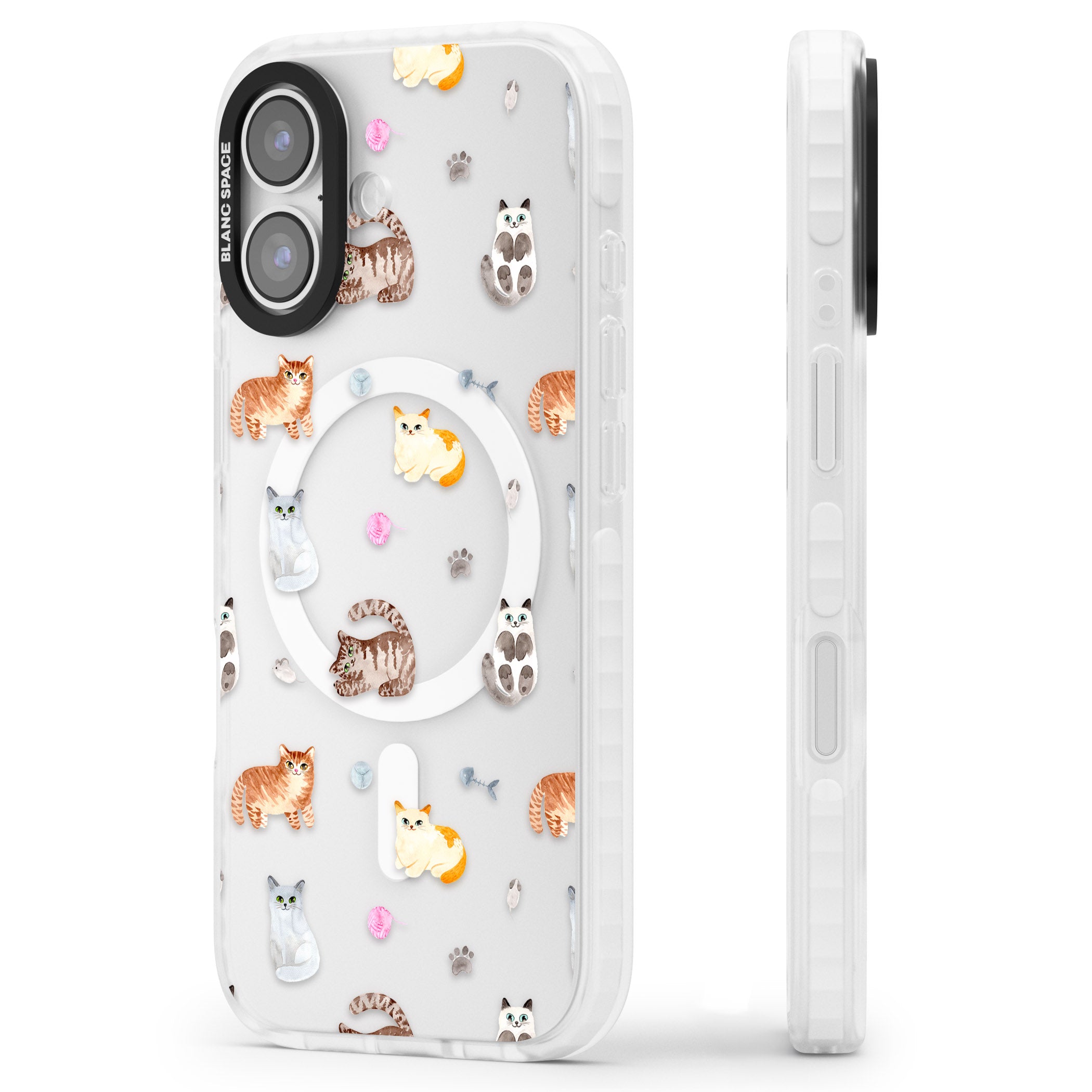 Playful Cats iPhone 17 Impact Pro Clear Phone Case Side Profile