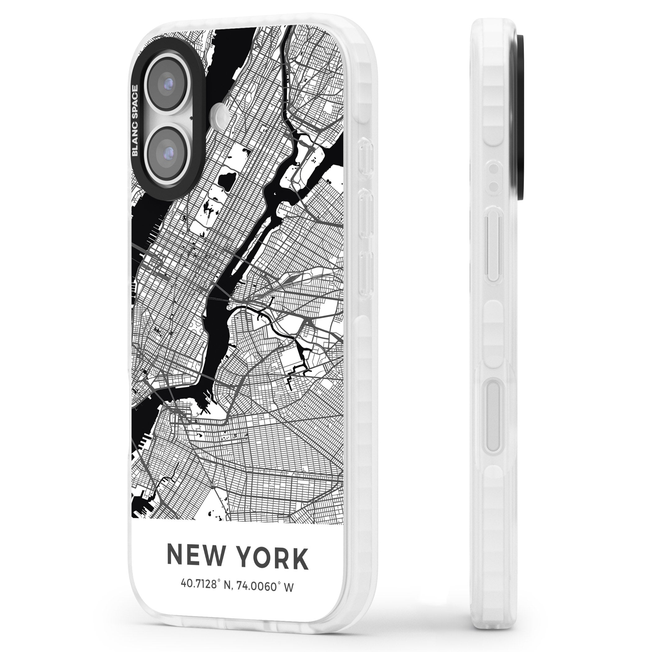 New York Map iPhone 17 Impact Pro Clear Phone Case Side Profile