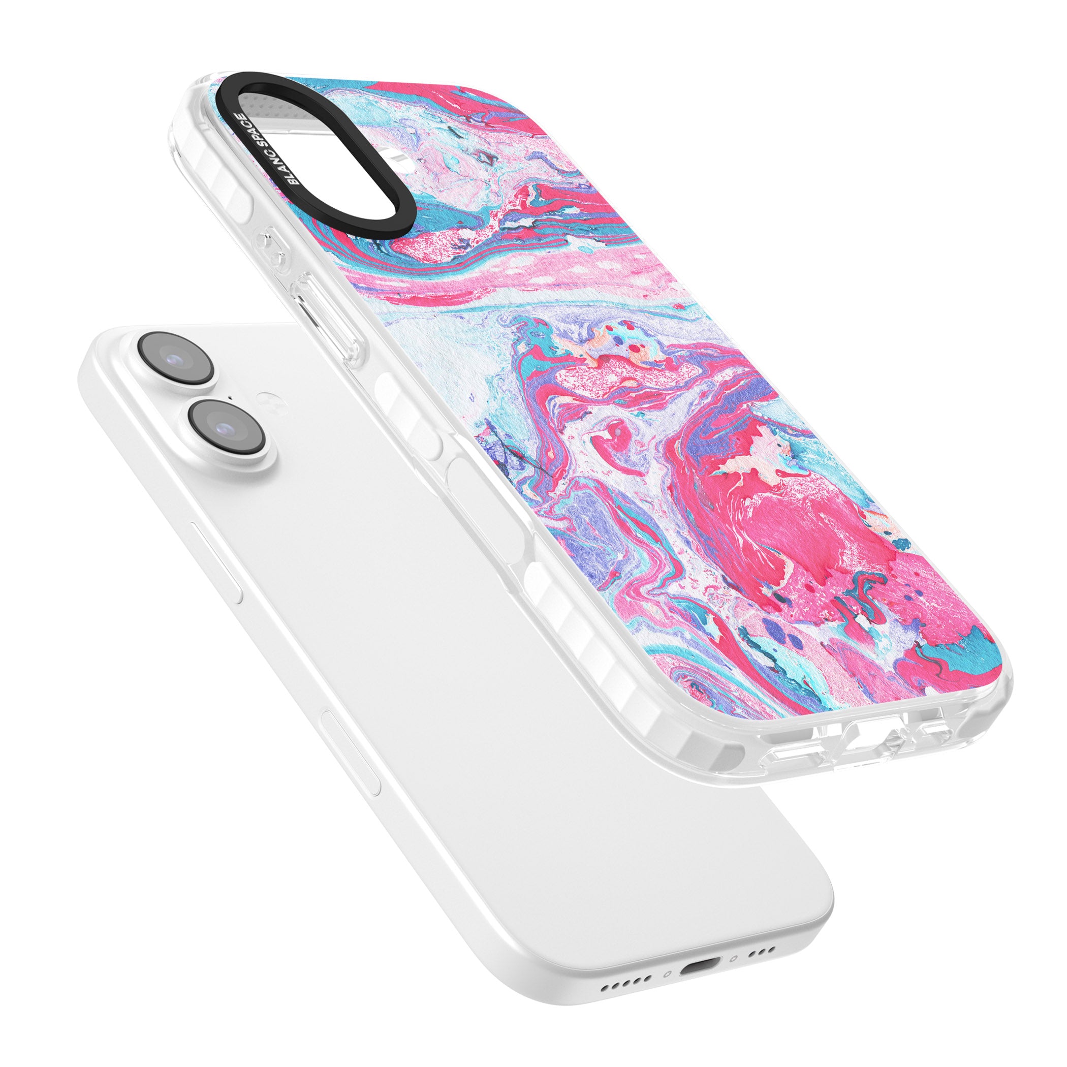 Pink, Blue & Purple Marbled Paper Pattern iPhone 17 Impact Pro Clear Phone Case Colours