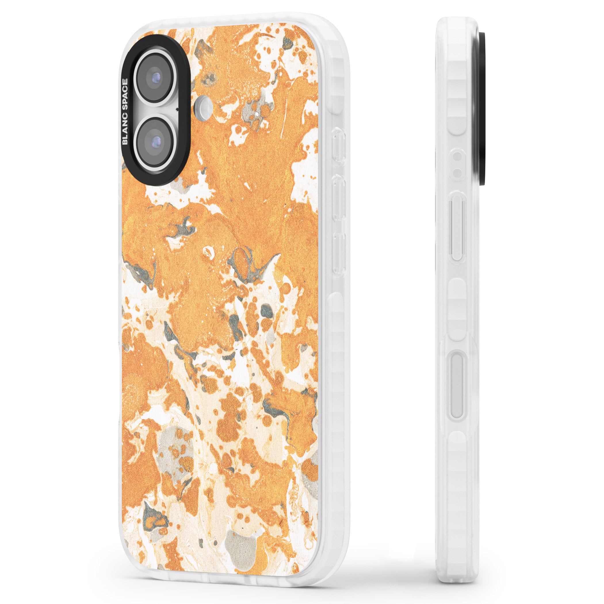 Orange Marbled iPhone 17 Impact Pro Clear Phone Case Side Profile