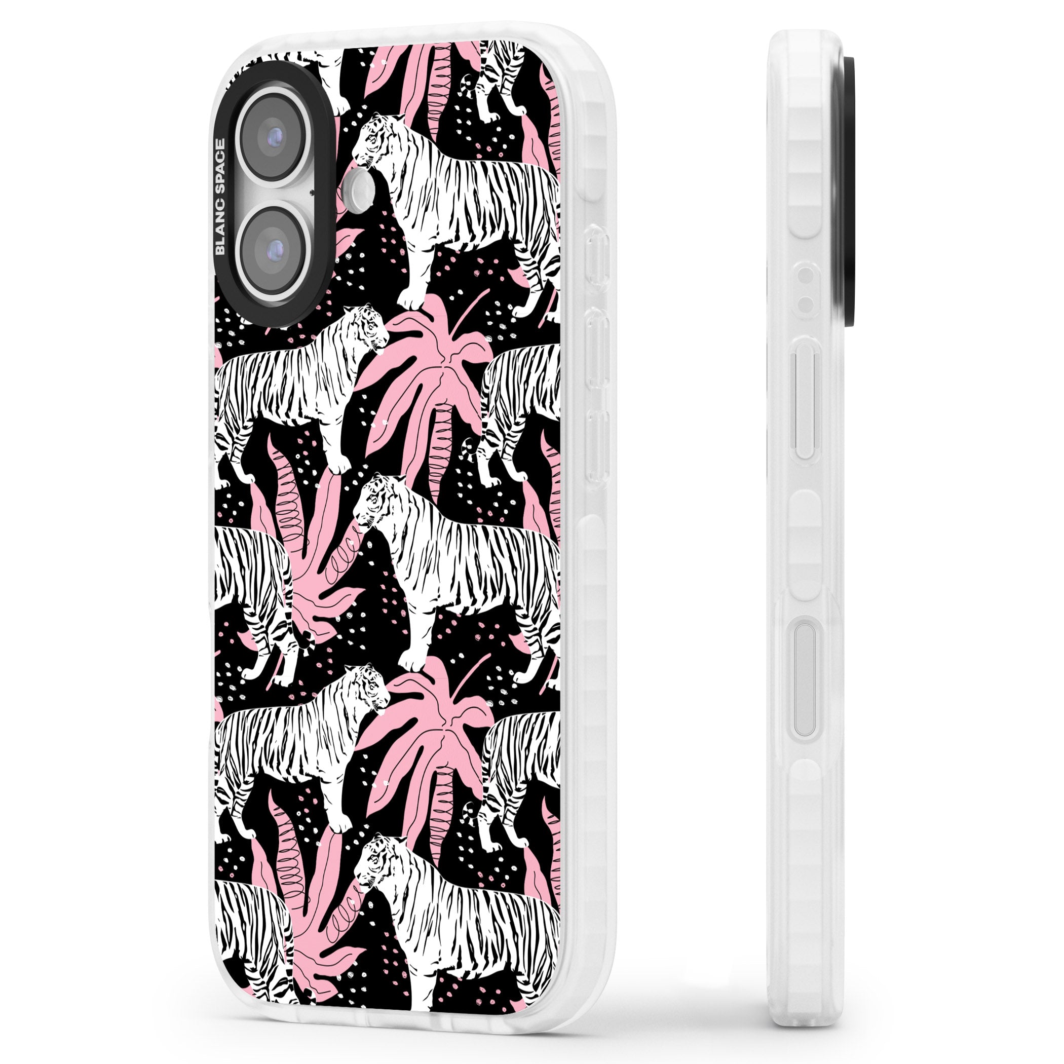 Pink Jungle Tiger iPhone 17 Impact Pro Clear Phone Case Side Profile