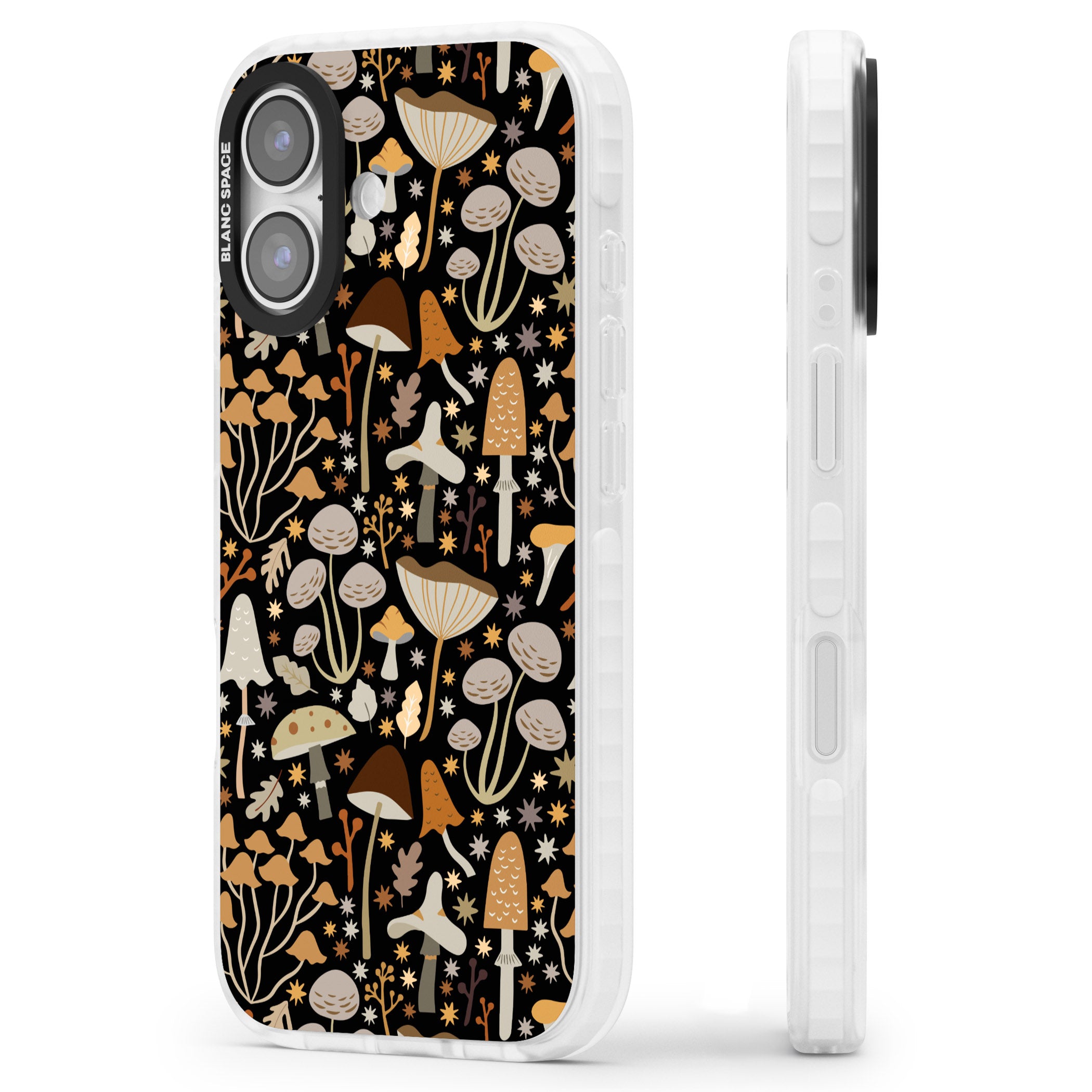 Mushroom Dream Pattern iPhone 17 Impact Pro Clear Phone Case Side Profile