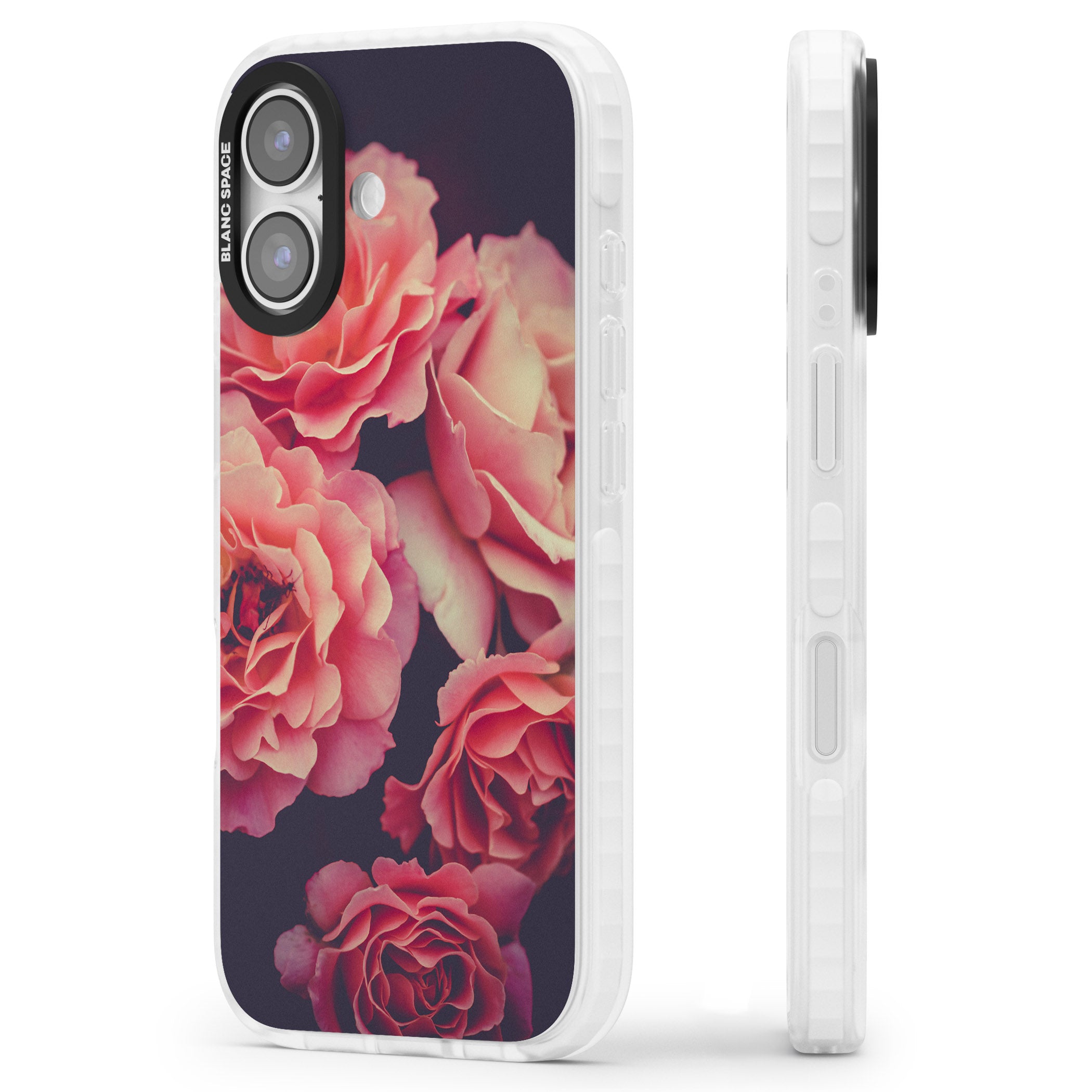 Midnight Rose Bloom iPhone 17 Impact Pro Clear Phone Case Side Profile