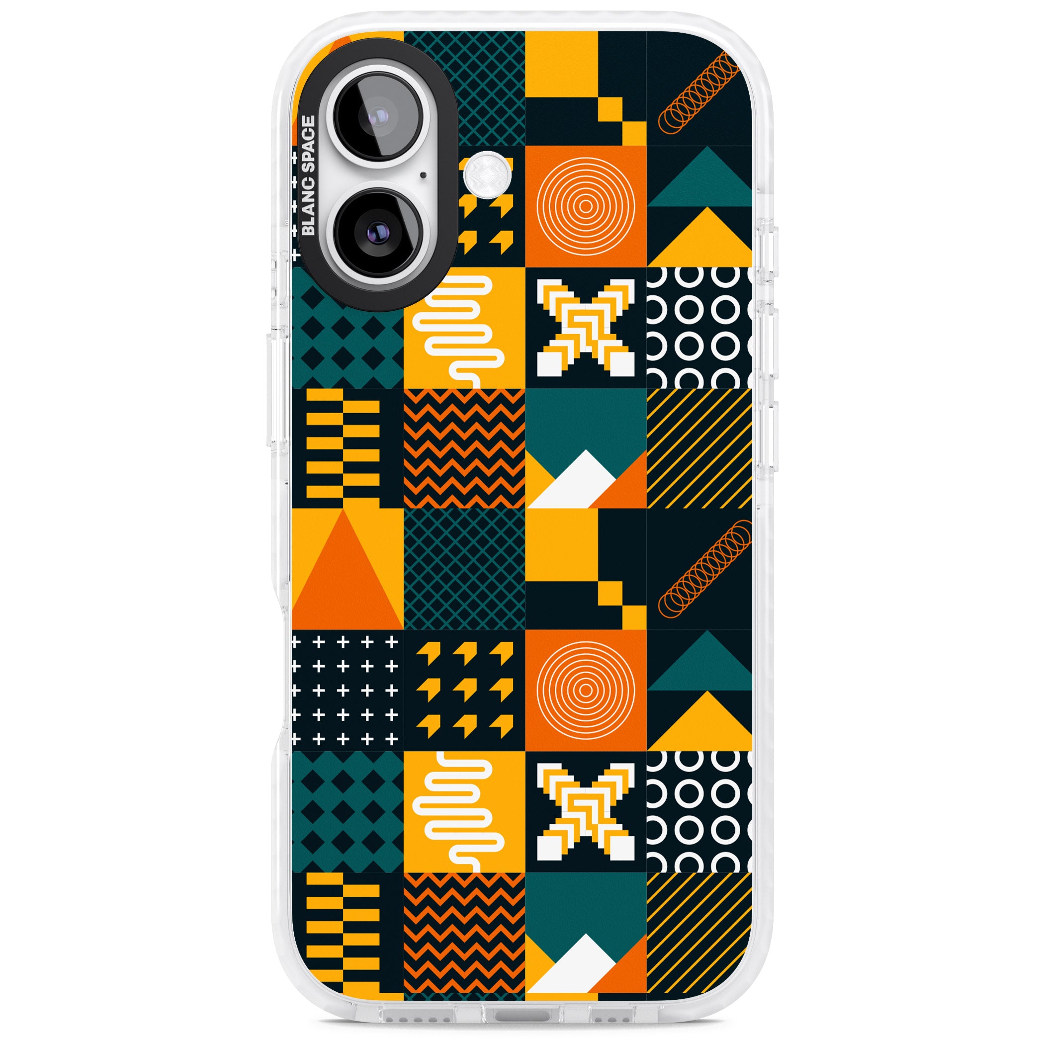 Funky Geometric Patterns: Orange & Dark Green iPhone 17 Impact Pro Clear Phone Case