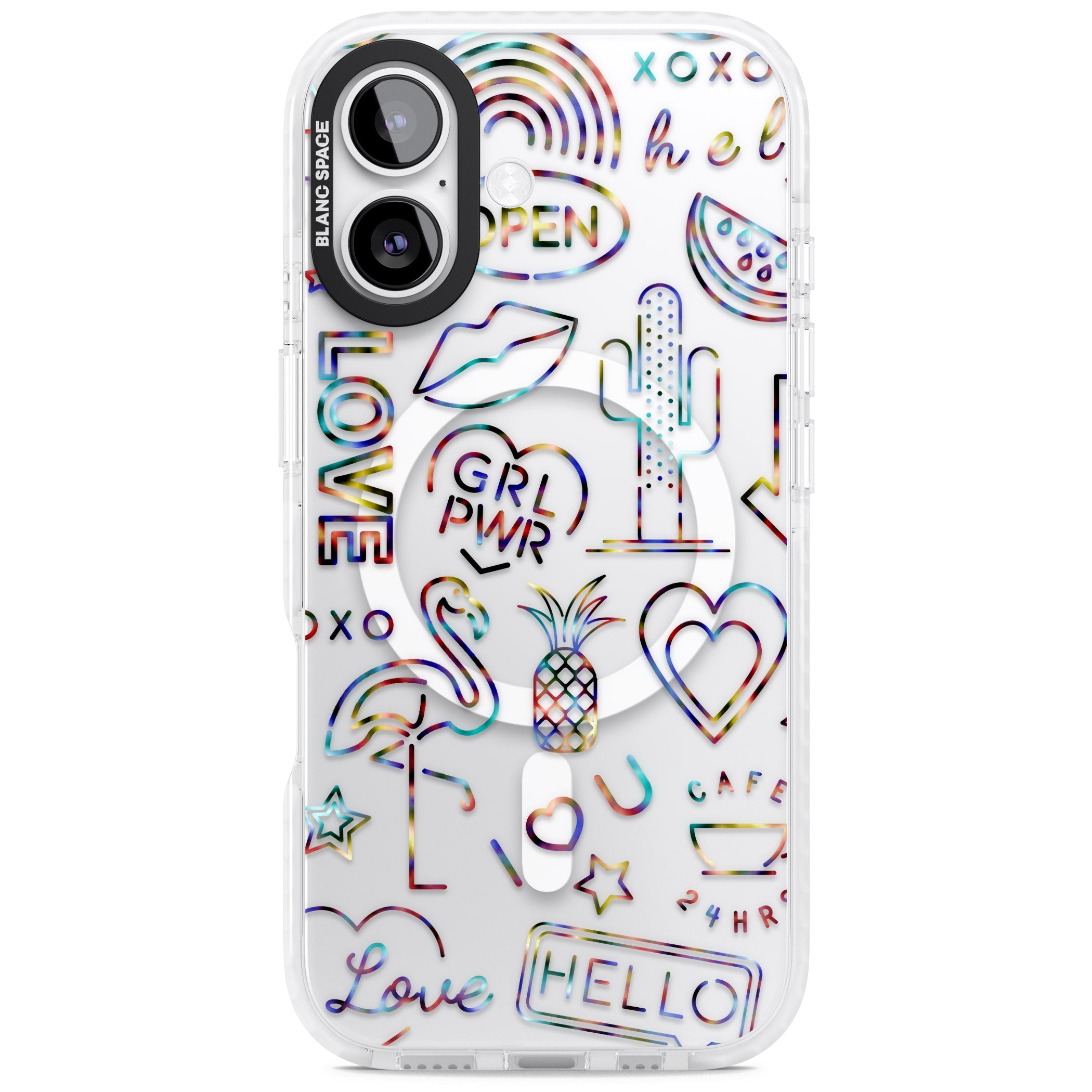 Funky Nebula Neon Sign iPhone 17 Impact Pro Clear Phone Case