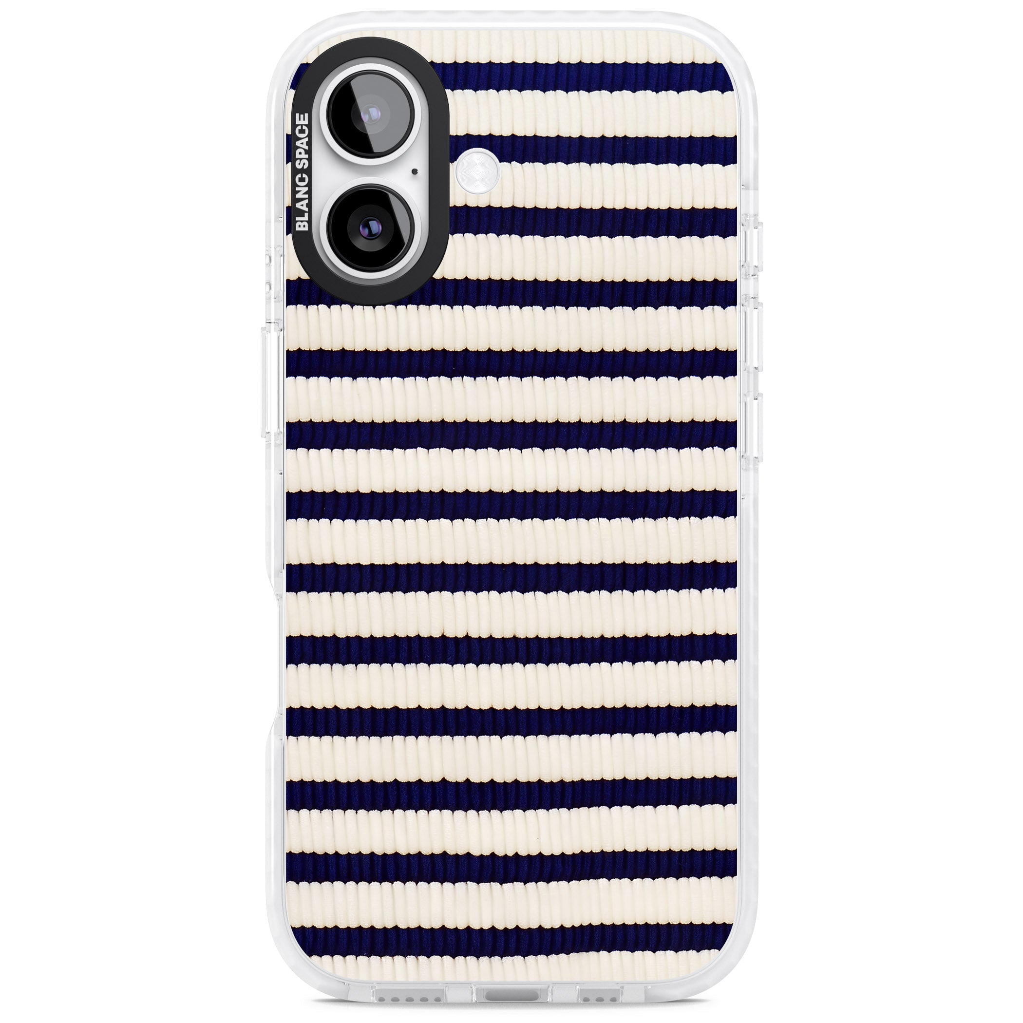 Navy & Cream Stripes iPhone 17 Impact Pro Clear Phone Case