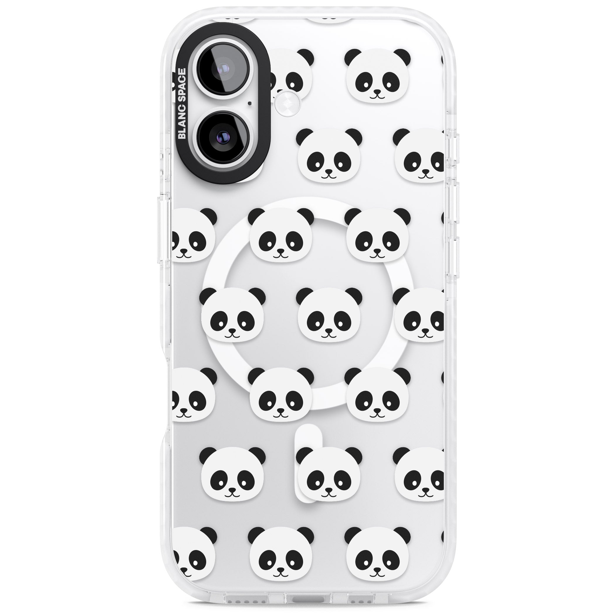 Panda Face Pattern iPhone 17 Impact Pro Clear Phone Case