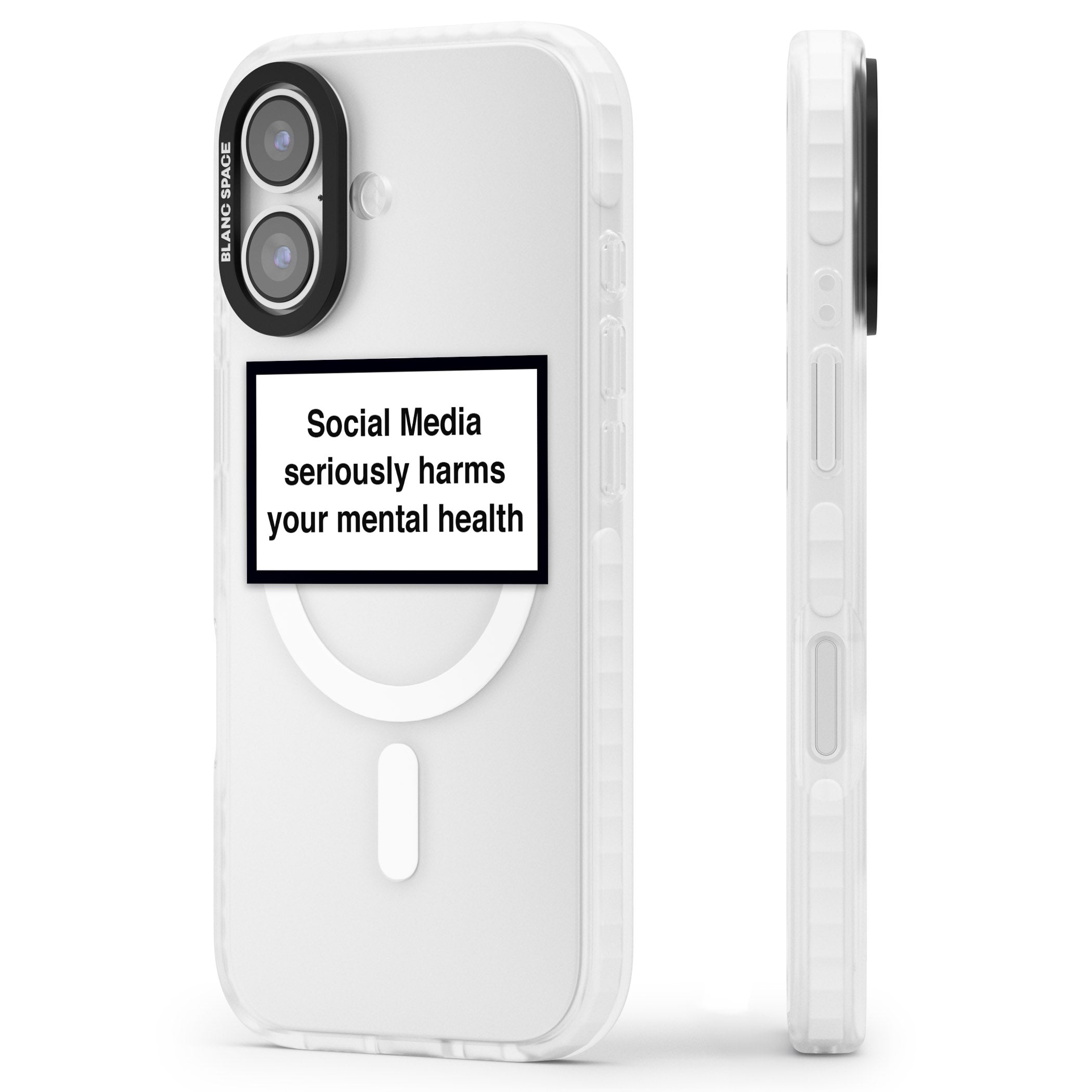 Social Media Quote iPhone 17 Impact Pro Clear Phone Case Side Profile