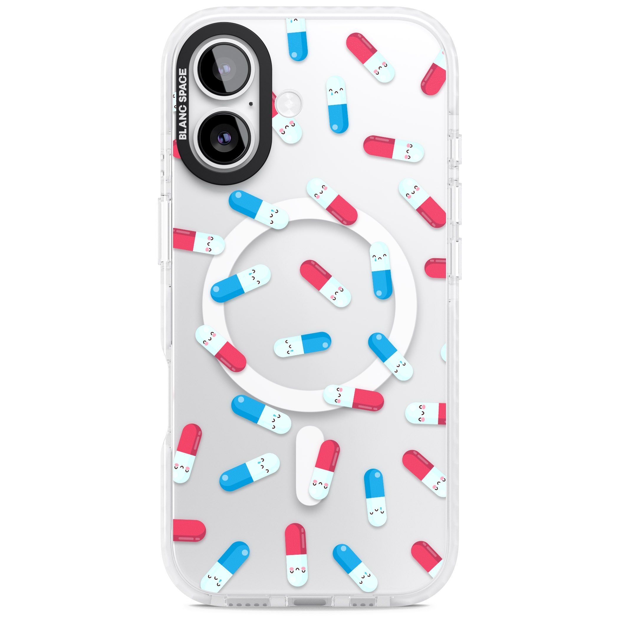 Kawaii Pill Pattern iPhone 17 Impact Pro Clear Phone Case
