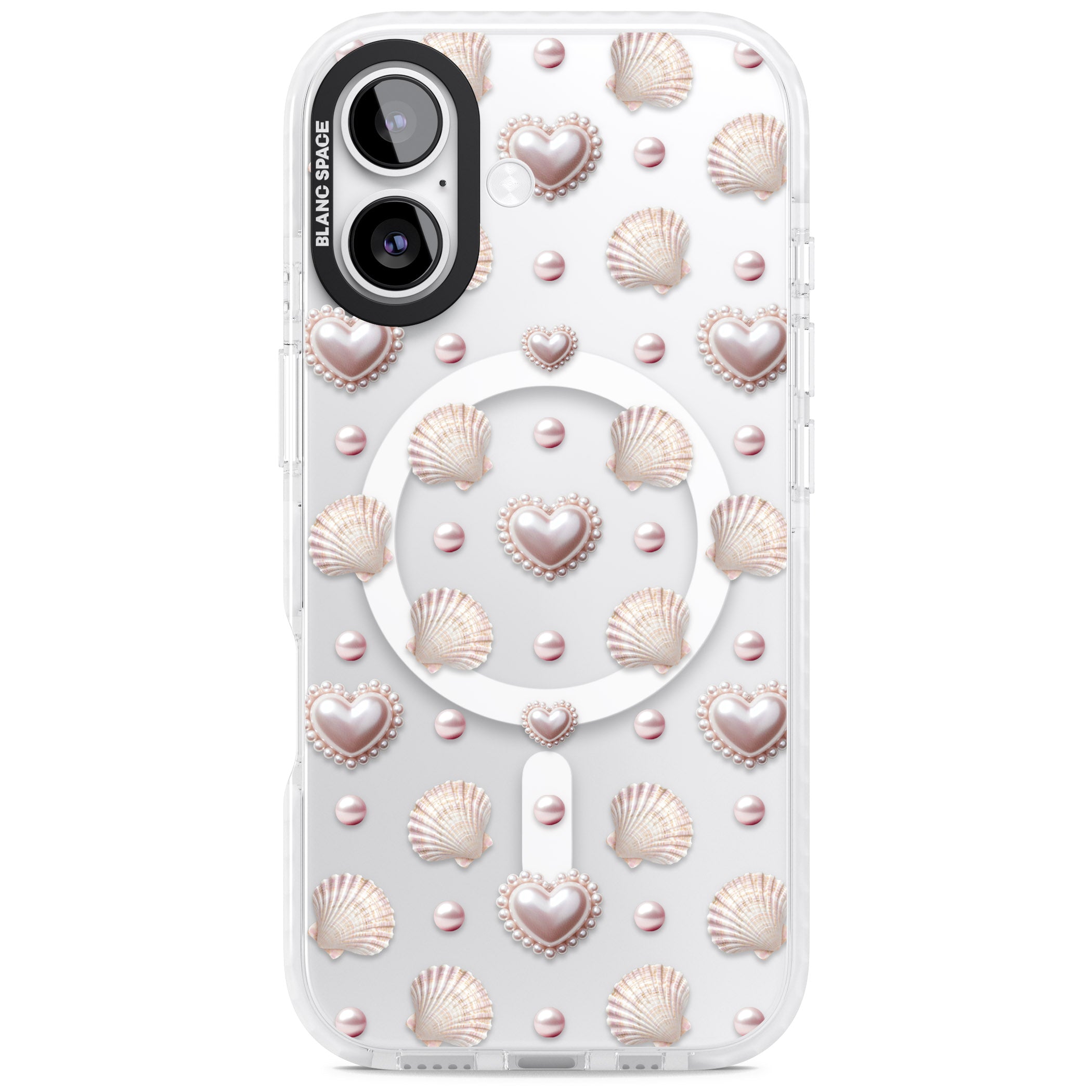Pearl Hearts iPhone 17 Impact Pro Clear Phone Case