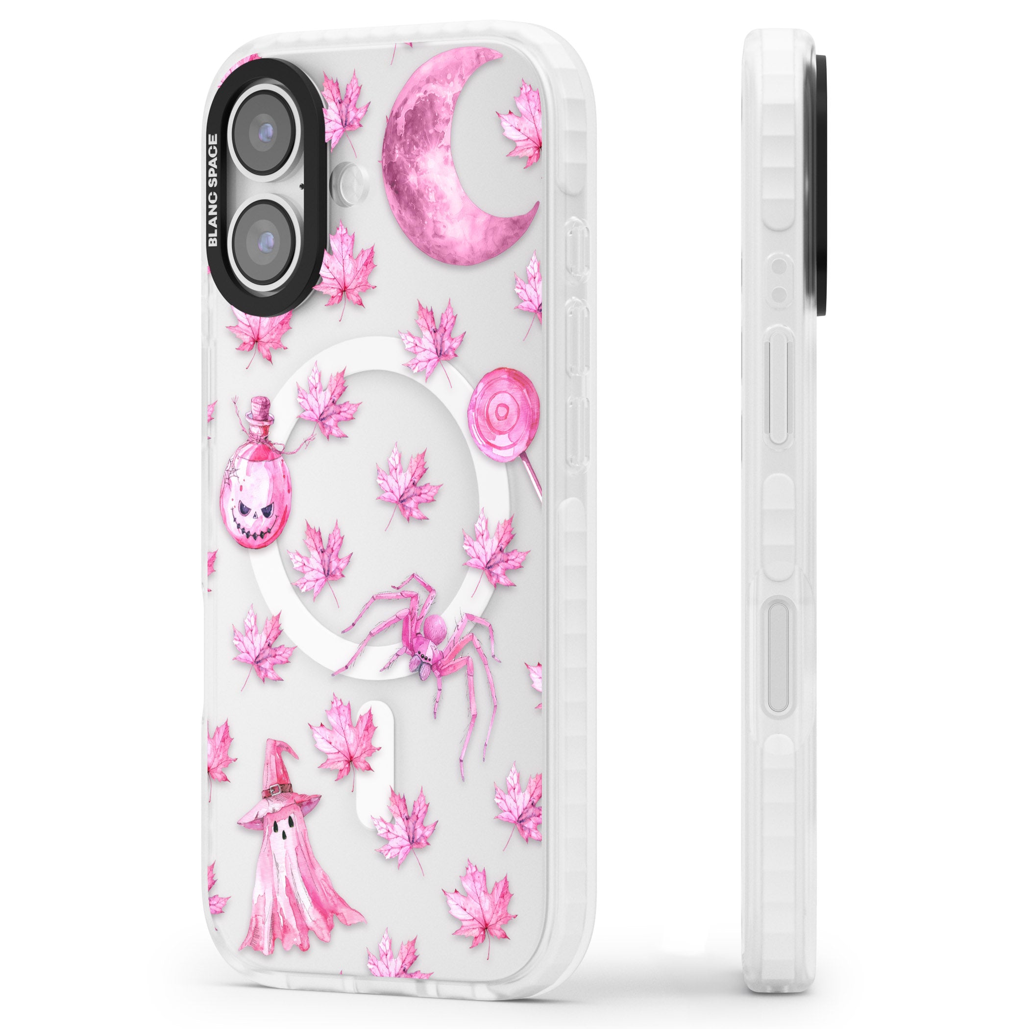 Pink Moon Maple iPhone 17 Impact Pro Clear Phone Case Side Profile