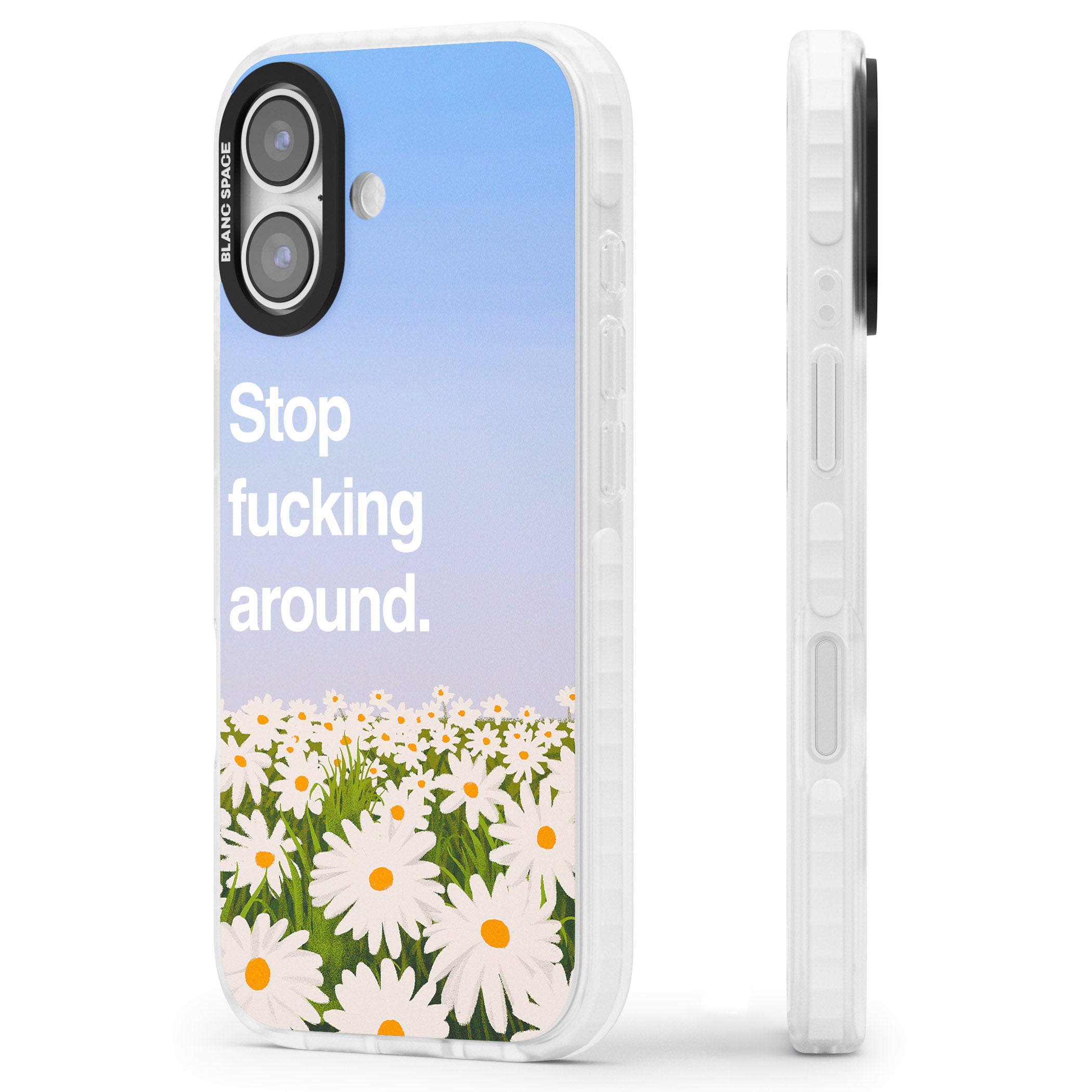 Stop F*Cking Around iPhone 17 Impact Pro Clear Phone Case Side Profile