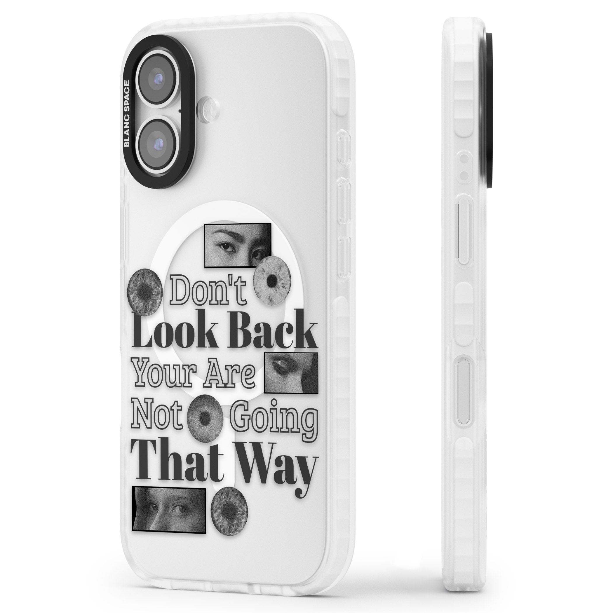 Dont Look Back iPhone 17 Impact Pro Clear Phone Case Side Profile