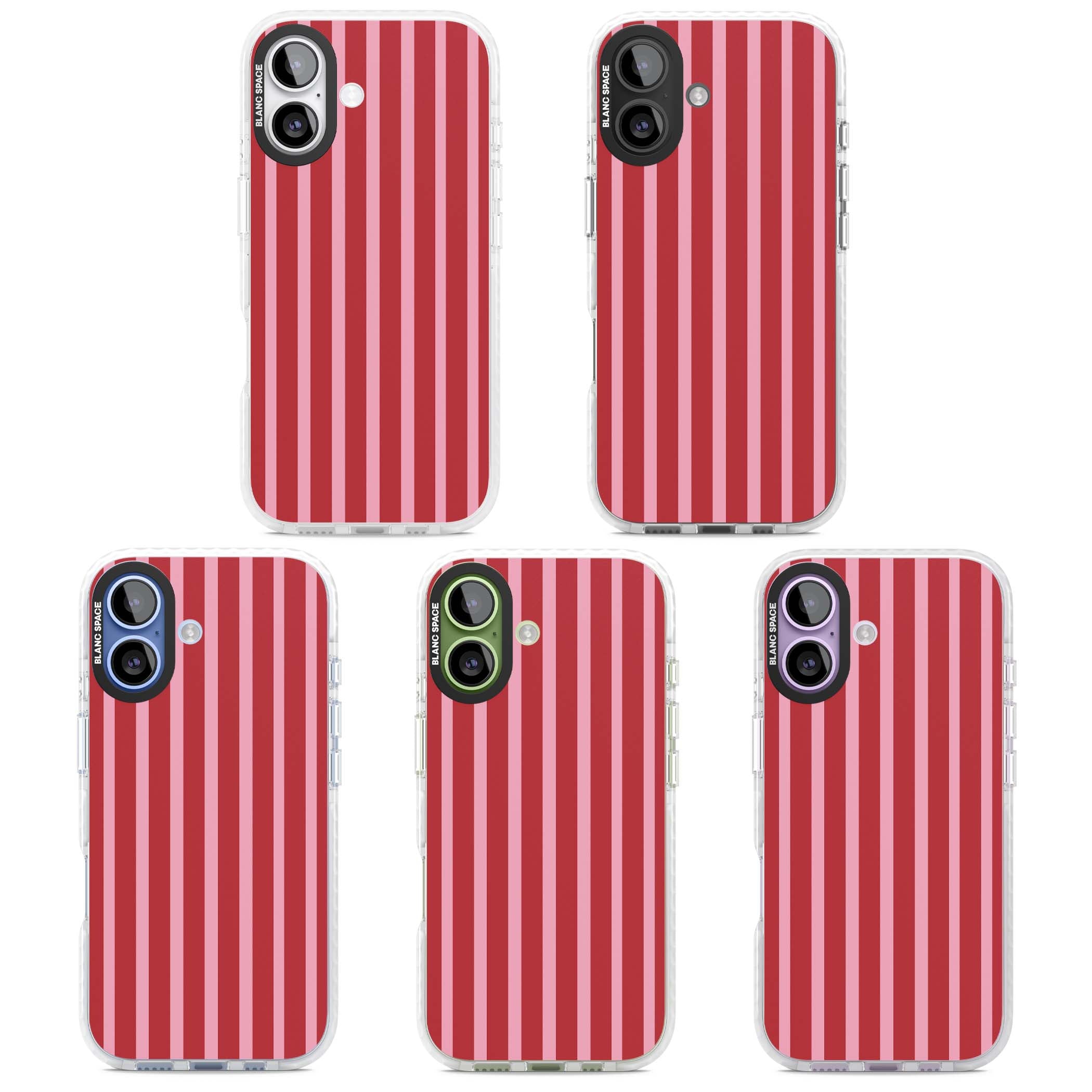 Raspberry Stripe coquette iPhone case featuring red and pink vertical stripes in a candy-inspired pattern | Impact Magsafe case for iPhone 17