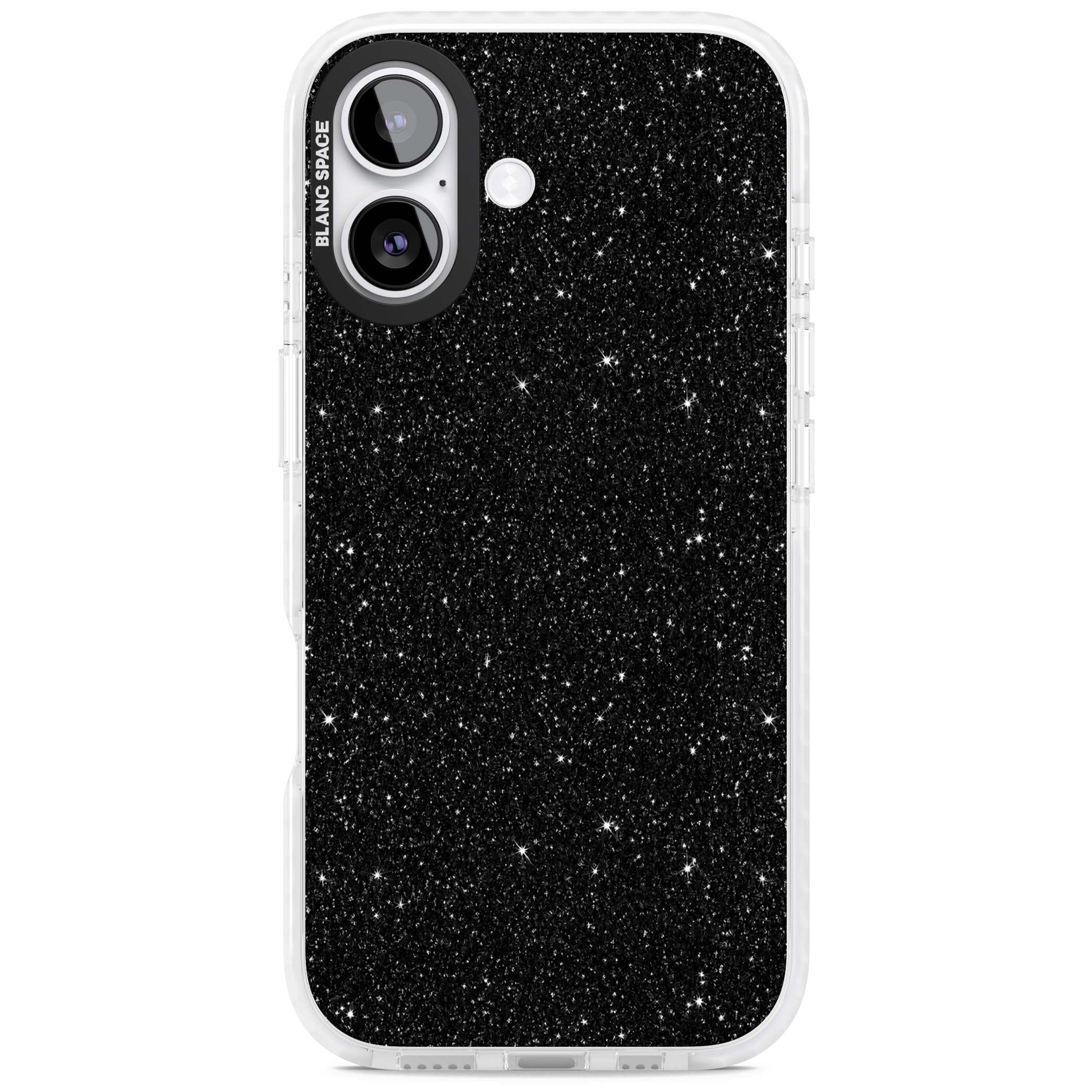 Black Glitter black glitter iPhone case featuring an all-over sparkly shimmer pattern on a jet black base | Impact Magsafe case for iPhone 17