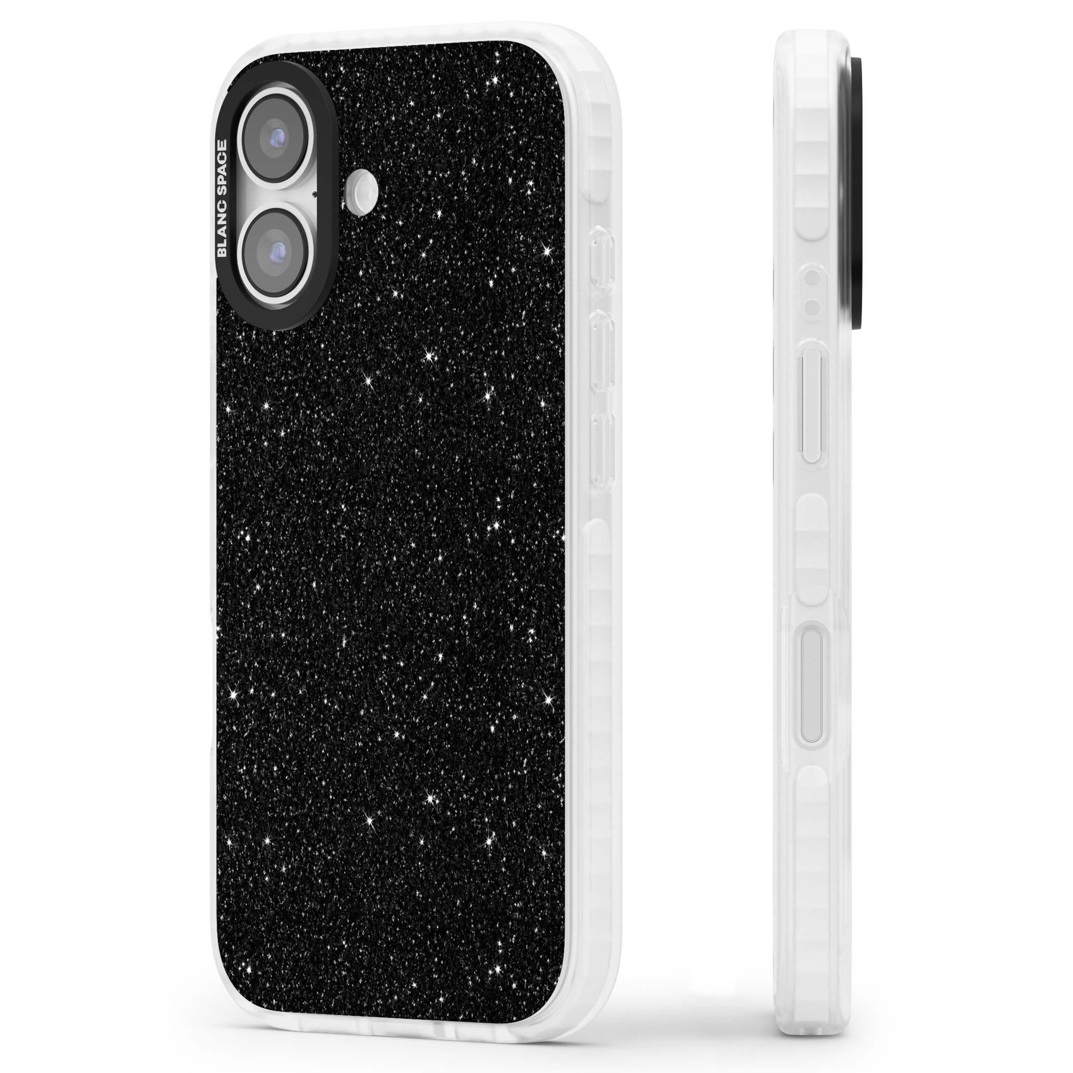 Black Glitter black glitter iPhone case featuring an all-over sparkly shimmer pattern on a jet black base | Impact Magsafe case for iPhone 17