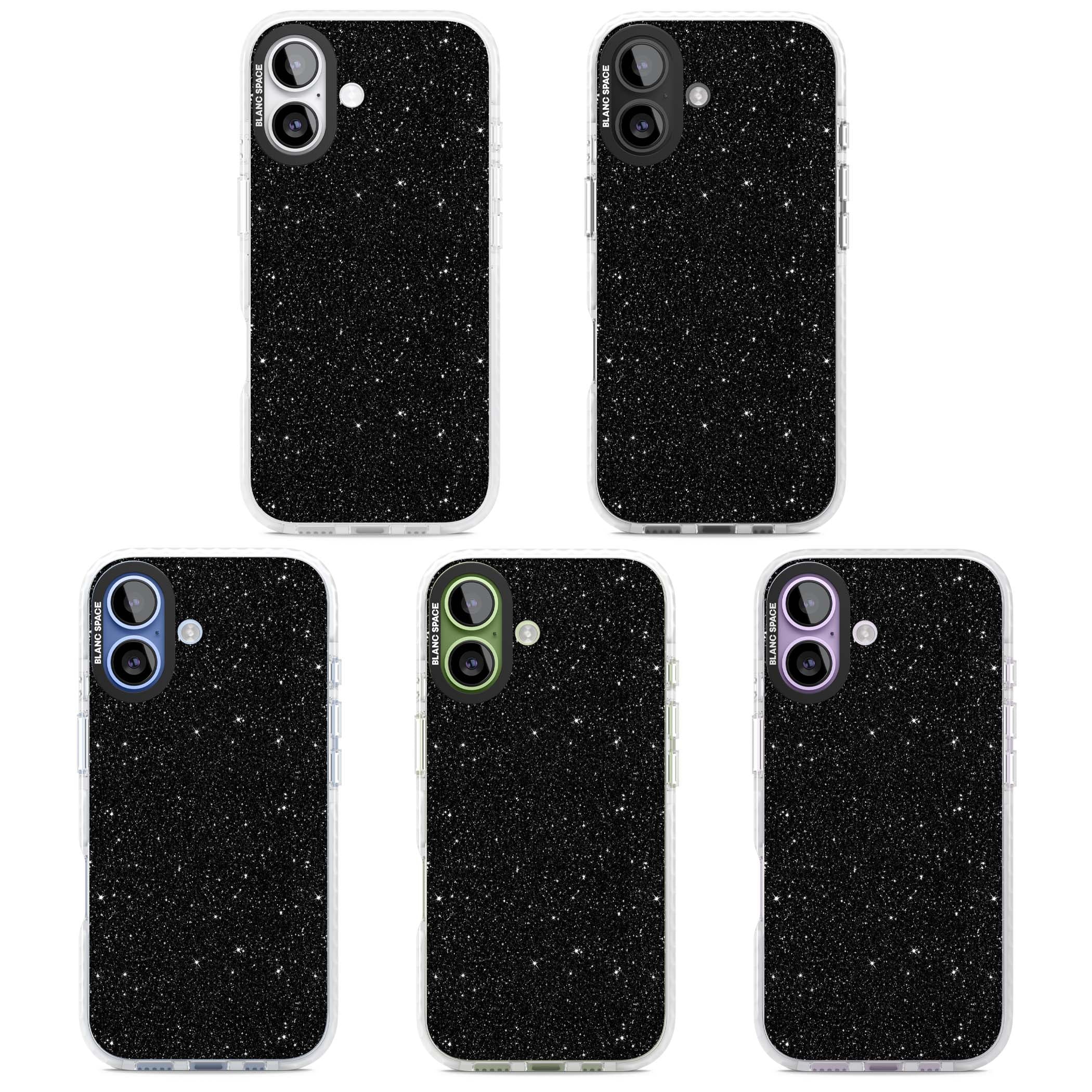 Black Glitter black glitter iPhone case featuring an all-over sparkly shimmer pattern on a jet black base | Impact Magsafe case for iPhone 17