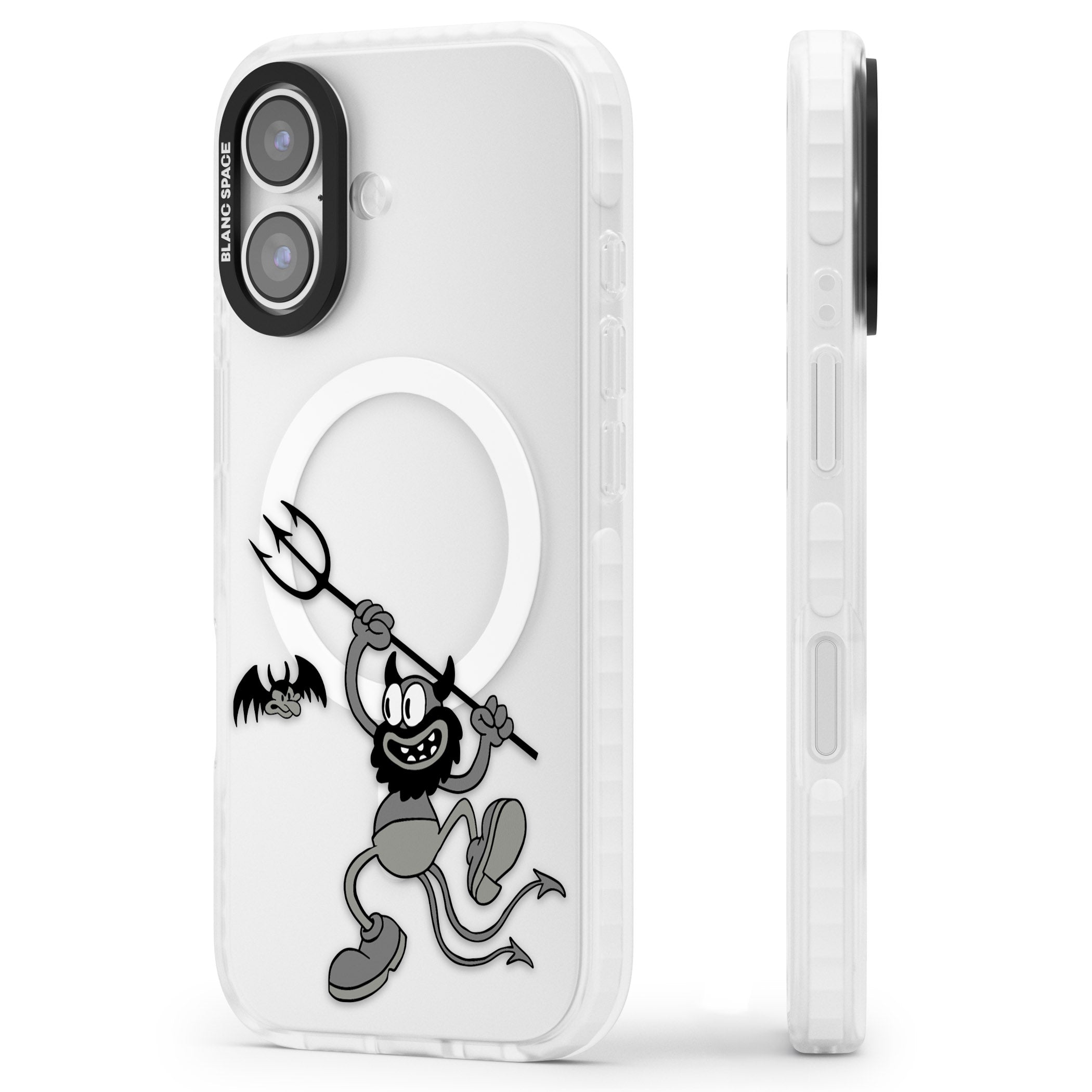 Dancing Devil iPhone 17 Impact Pro Clear Phone Case Side Profile