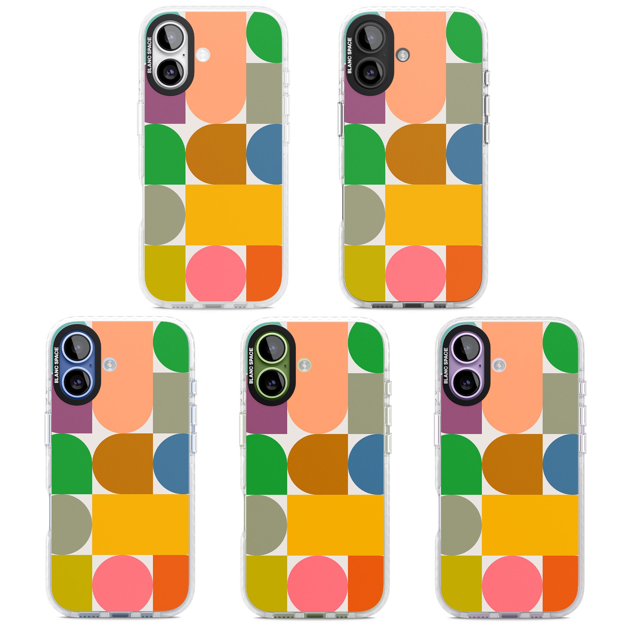 Retro Colorful Shapes iPhone 17 Impact Pro Clear Phone Case APT Impact Protection