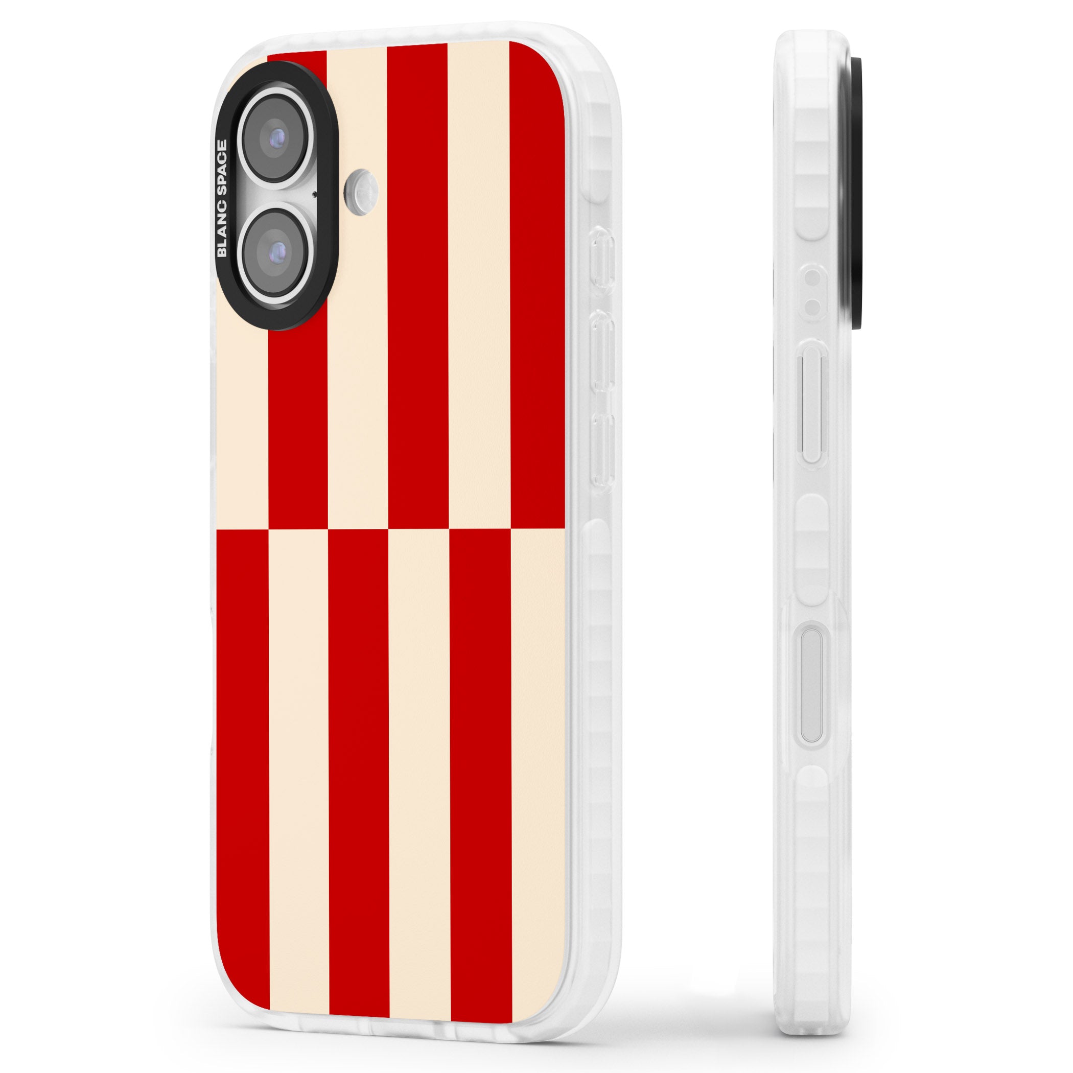 Retro Red Stripes iPhone 17 Impact Pro Clear Phone Case Side Profile