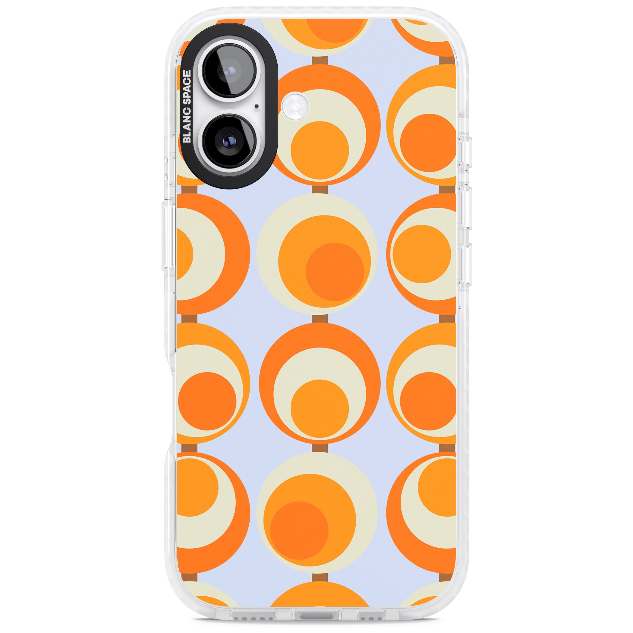 Mid Century Blue Orange Pattern iPhone 17 Impact Pro Clear Phone Case