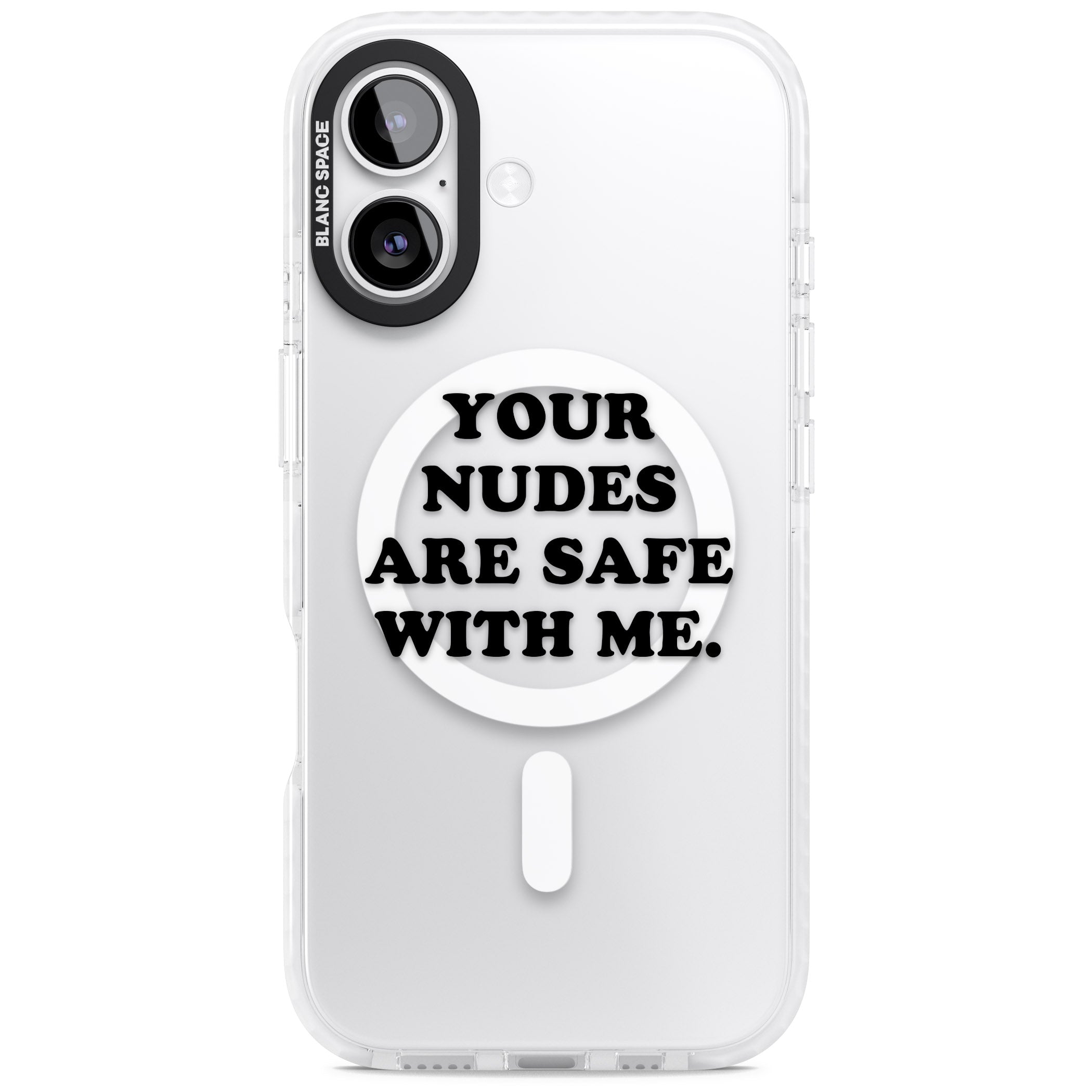 Your Nudes Are Safe Black iPhone 17 Impact Pro Clear Phone Case