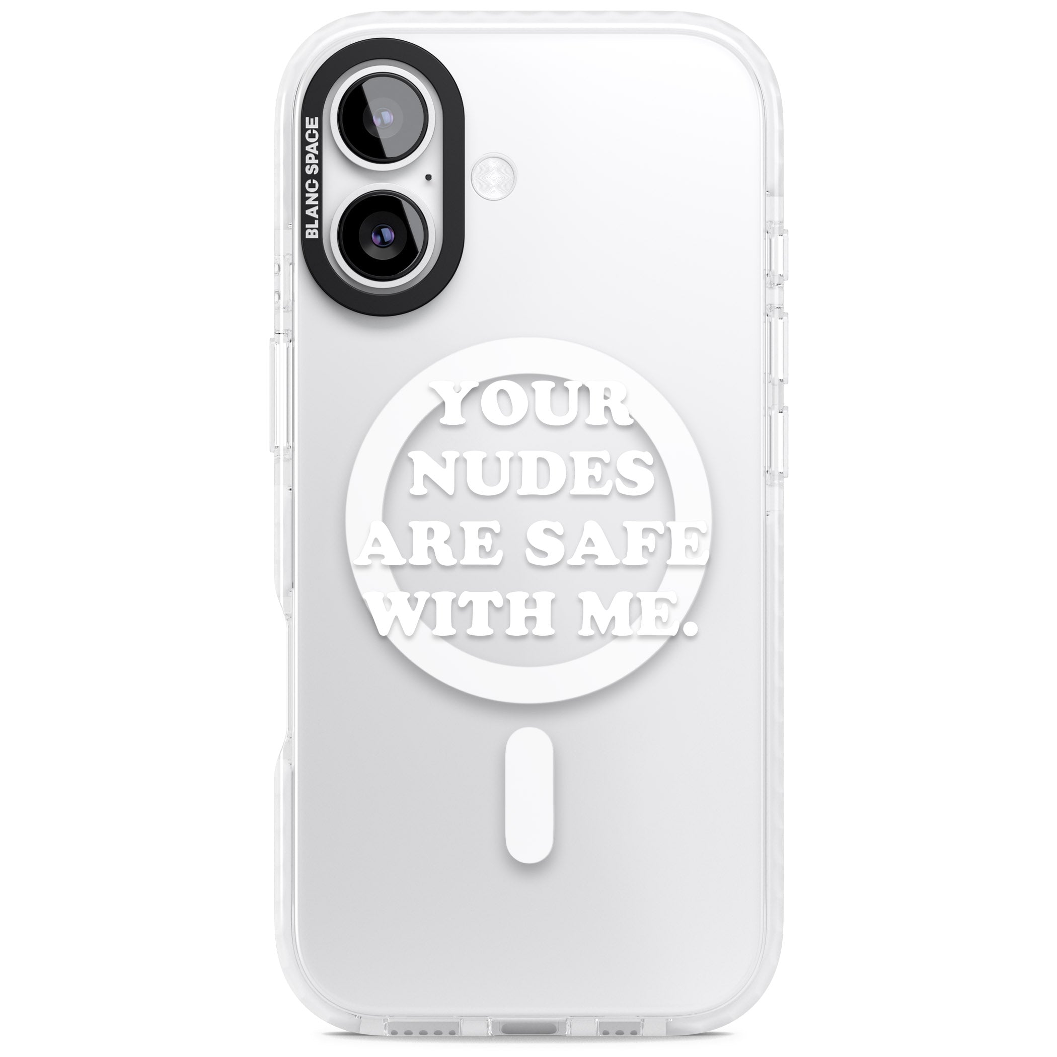 Your Nudes Are Safe White iPhone 17 Impact Pro Clear Phone Case