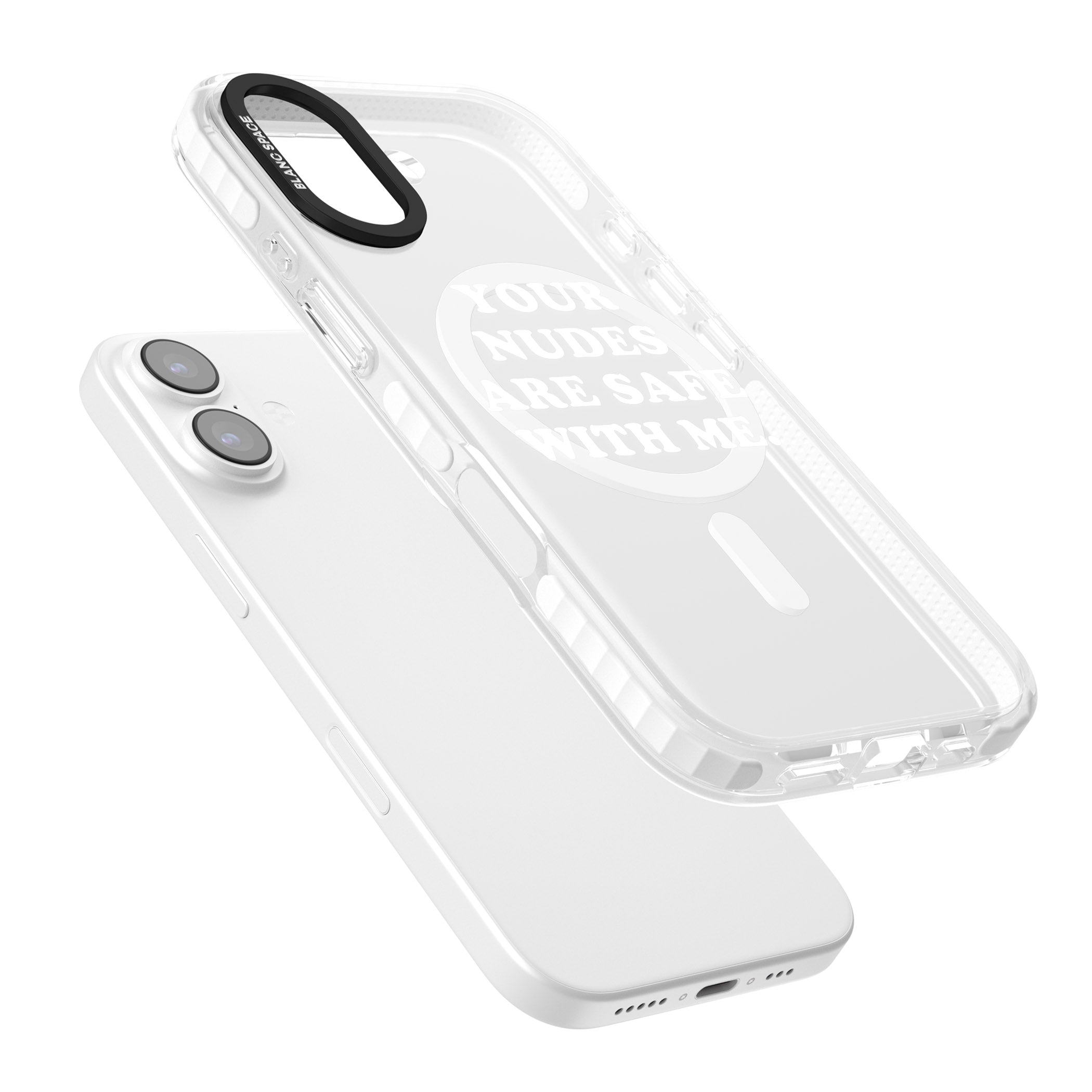Your Nudes Are Safe White iPhone 17 Impact Pro Clear Phone Case Colours