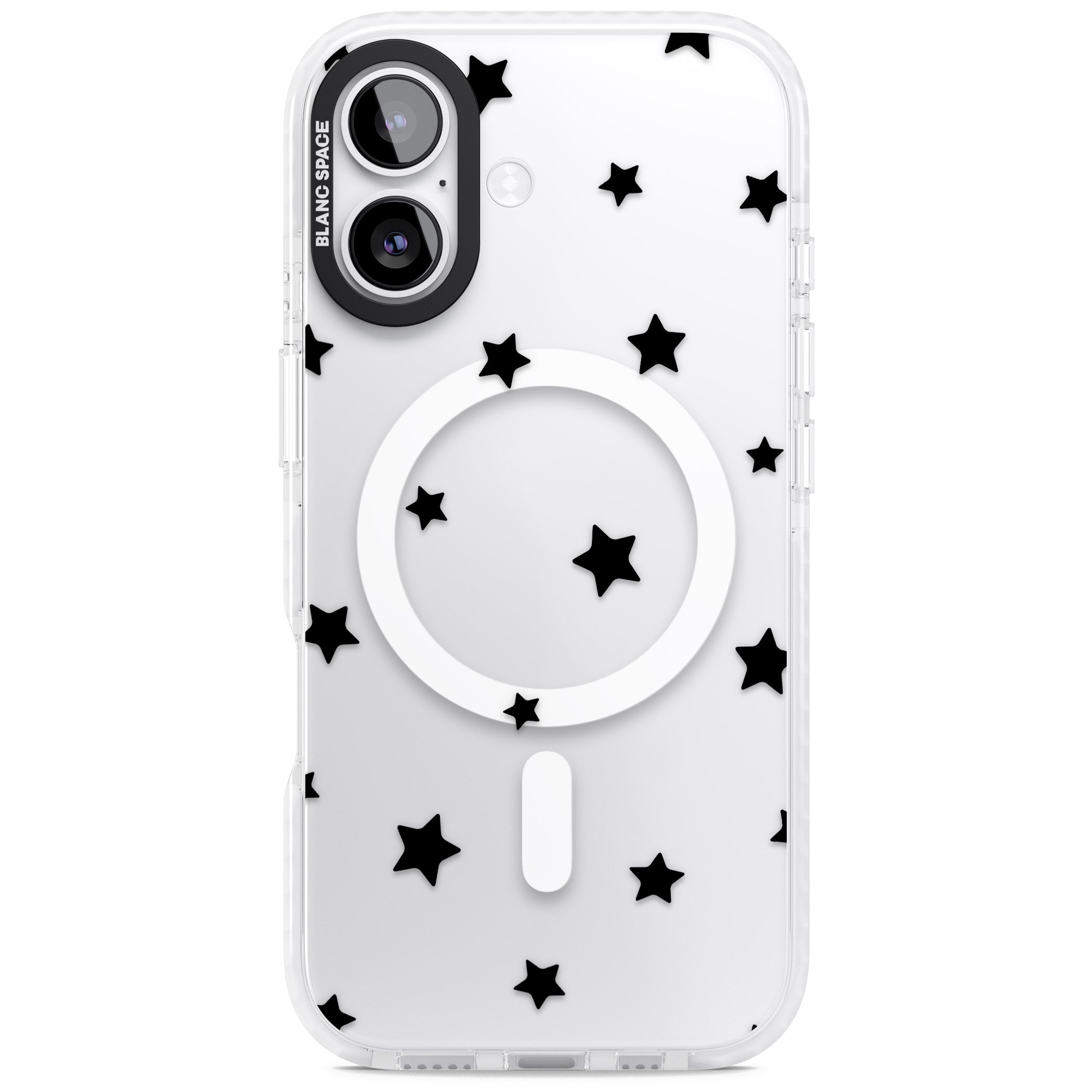 Starry Night Black Stars iPhone 17 Impact Pro Clear Phone Case