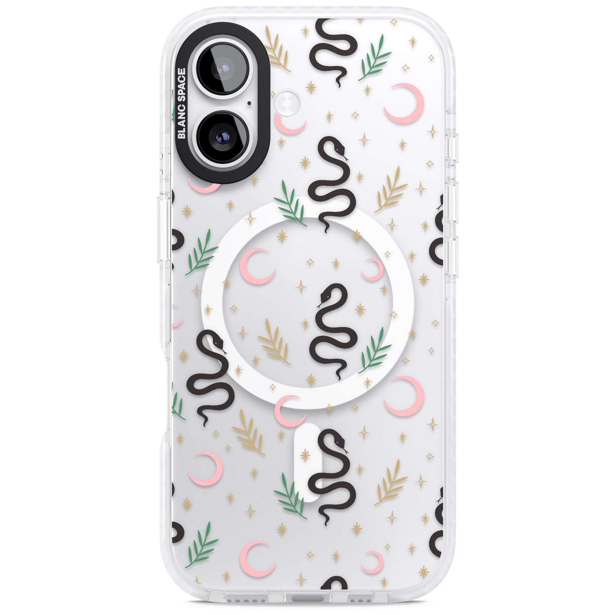 Snake & Moon Pattern iPhone 17 Impact Pro Clear Phone Case