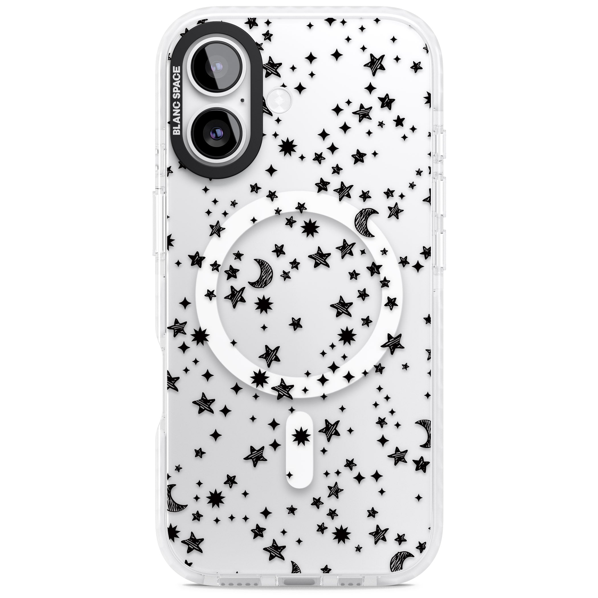 Black Cosmic Galaxy Pattern iPhone 17 Impact Pro Clear Phone Case