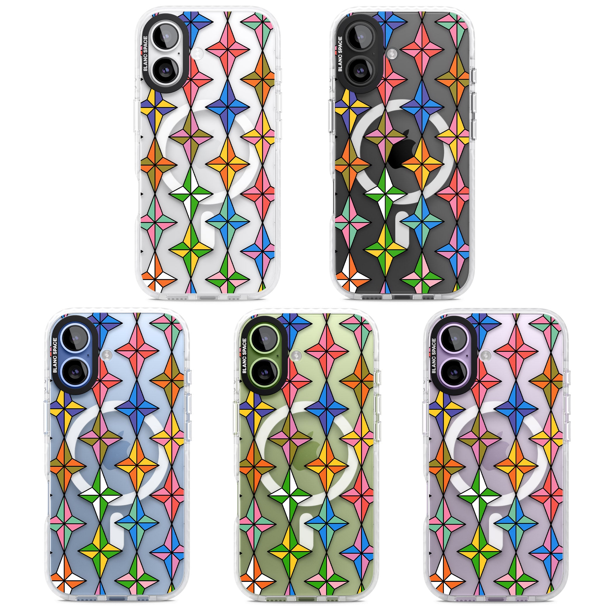 Multi Colour Stars Pattern iPhone 17 Impact Pro Clear Phone Case APT Impact Protection