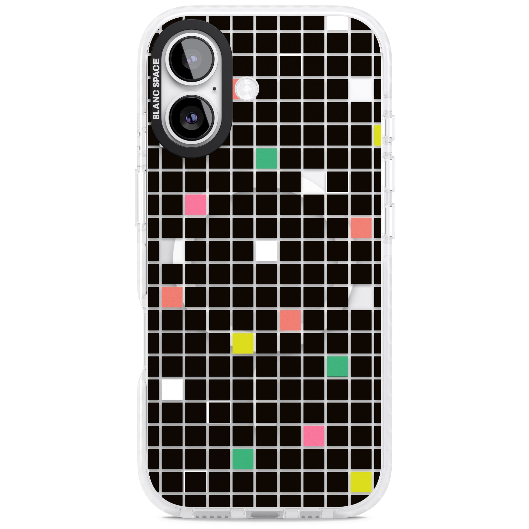 Vibrant Black Geometric Grid iPhone 17 Impact Pro Clear Phone Case