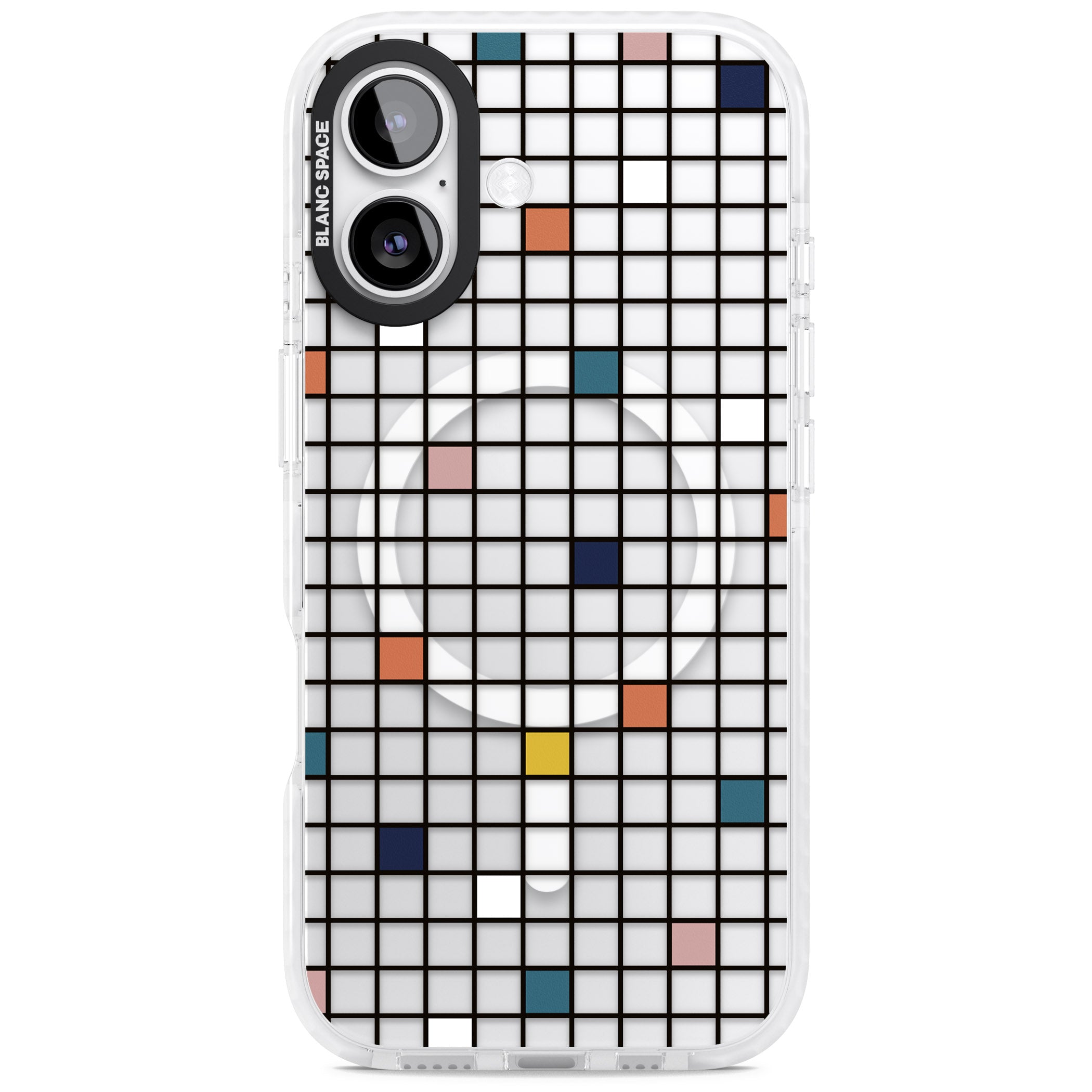 Earthtone Clear Geometric Grid iPhone 17 Impact Pro Clear Phone Case