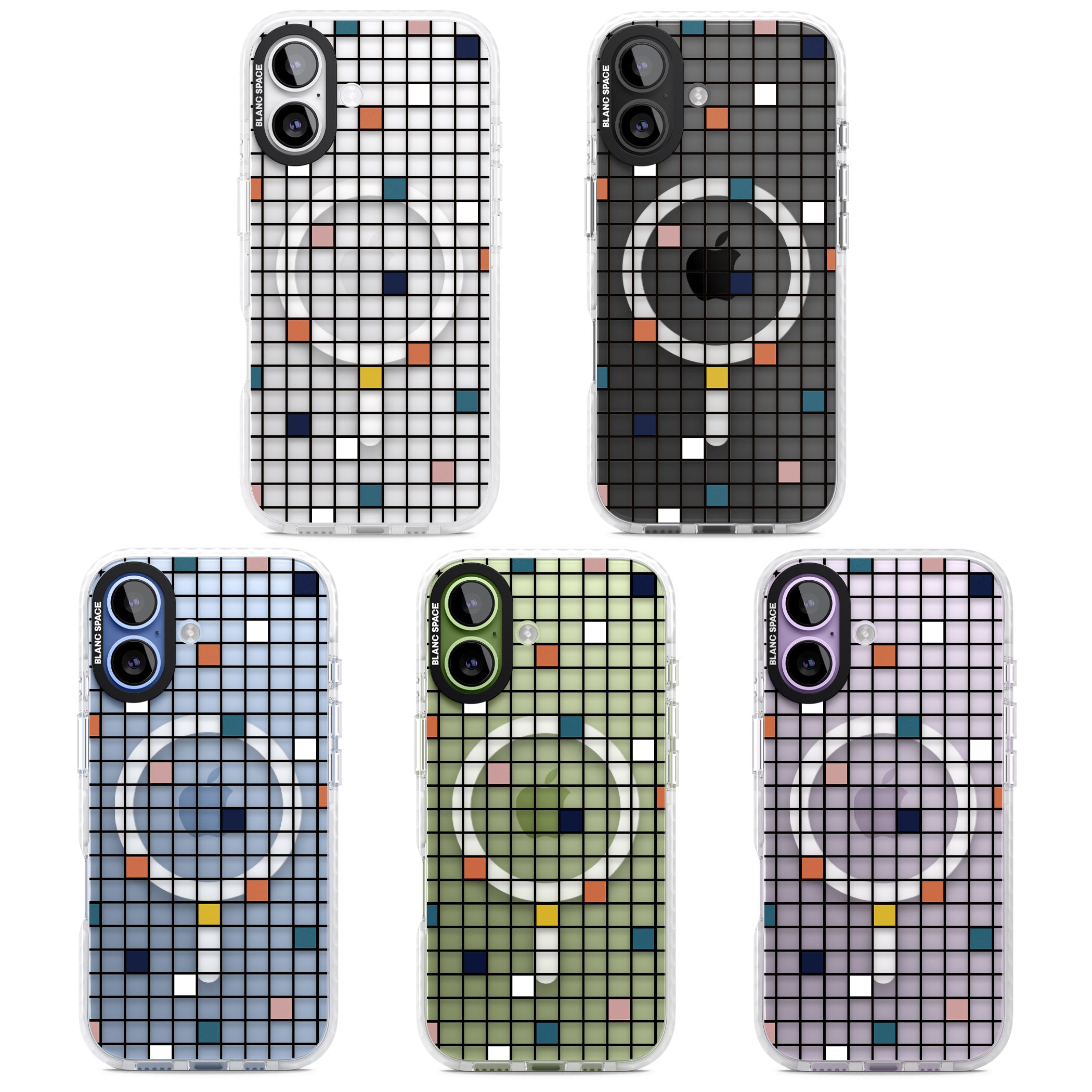Earthtone Clear Geometric Grid iPhone 17 Impact Pro Clear Phone Case APT Impact Protection