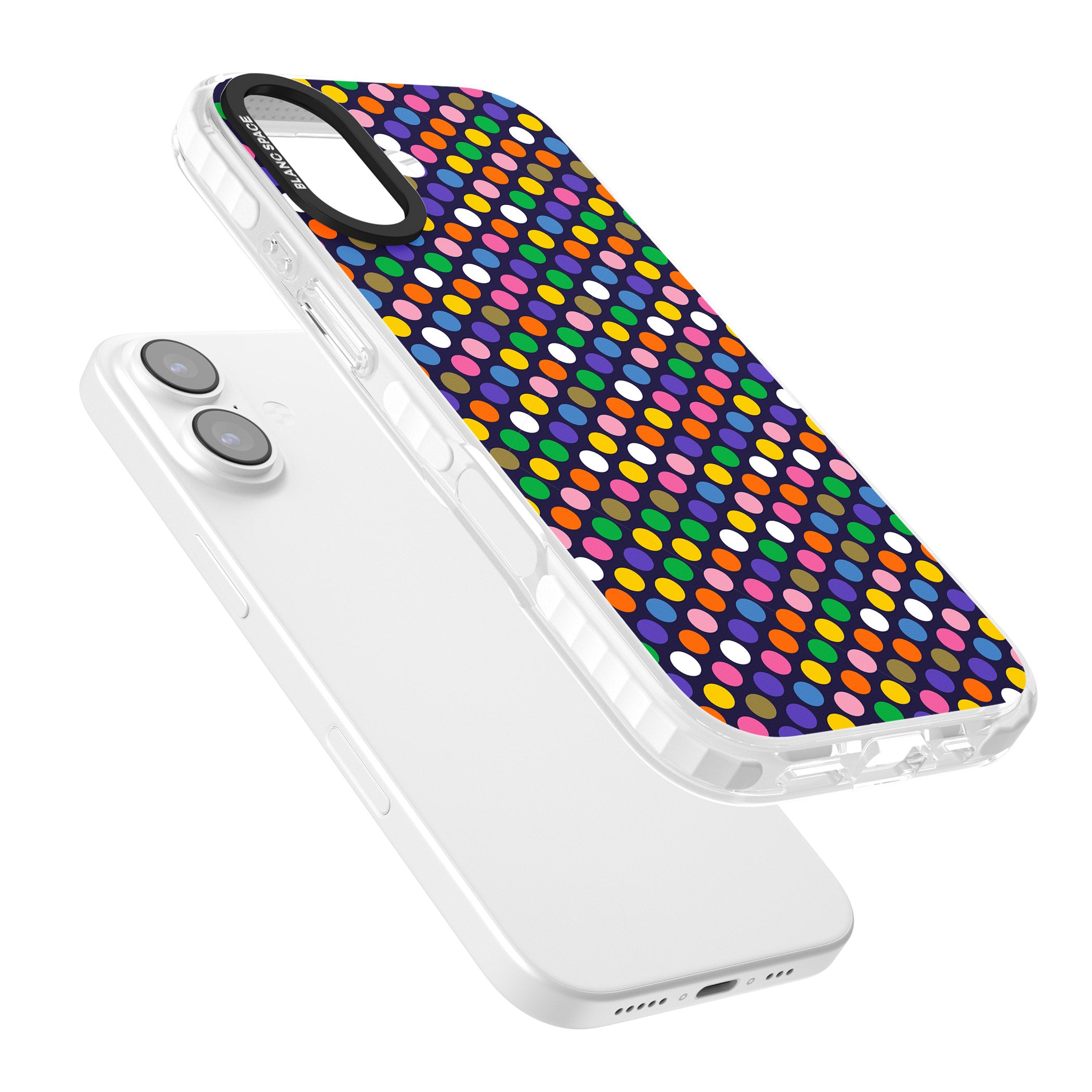 Multicolour Polka Dot Fiesta (Purple) iPhone 17 Impact Pro Clear Phone Case Colours