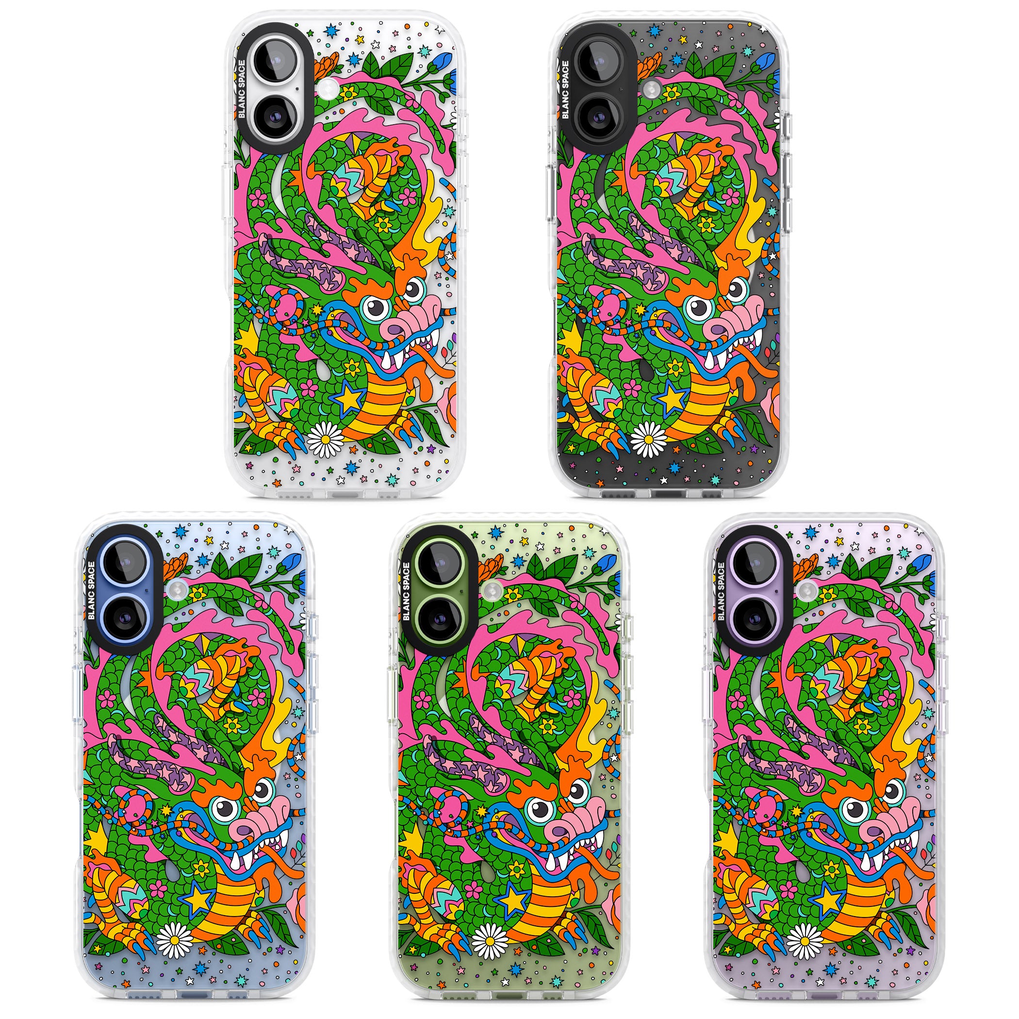 Psychedelic Jungle Dragon iPhone 17 Impact Pro Clear Phone Case APT Impact Protection